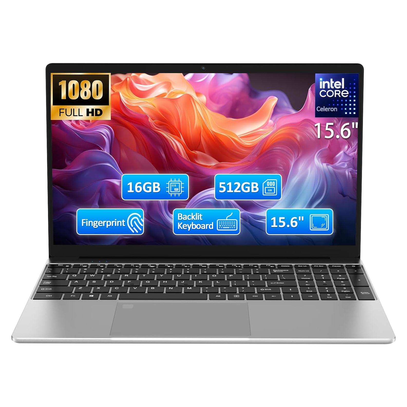 Laptop Molegar 15.6" FHD, 16GB RAM, 512GB SSD, Plata