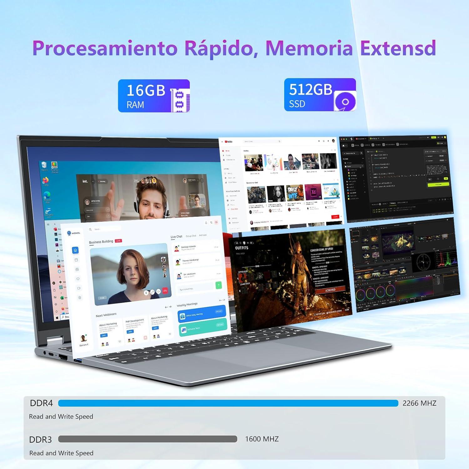 Laptop 2 en 1 AVENKA G3 15.6" Touch, 16GB RAM, 512GB SSD