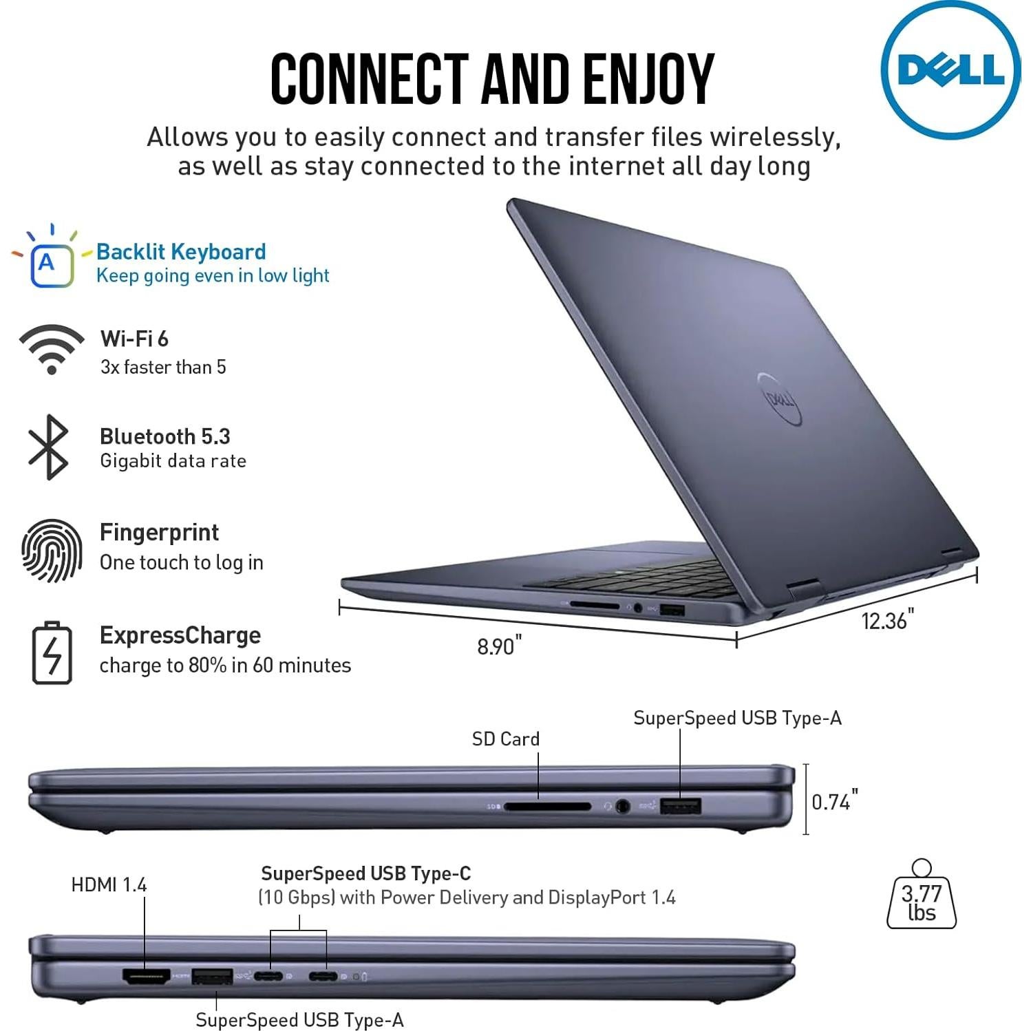 Laptop Dell Inspiron 14 2 en 1 Táctil FHD+ 32GB RAM 1TB SSD Azul