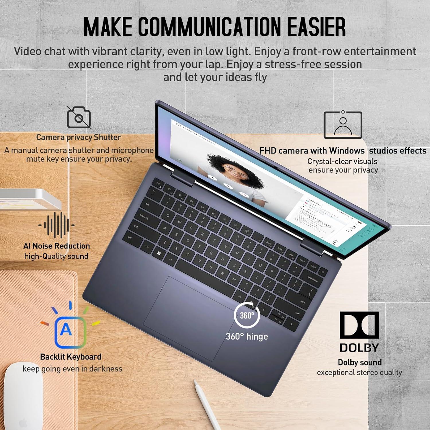 Laptop Dell Inspiron 14 2 en 1 Táctil FHD+ 32GB RAM 1TB SSD Azul