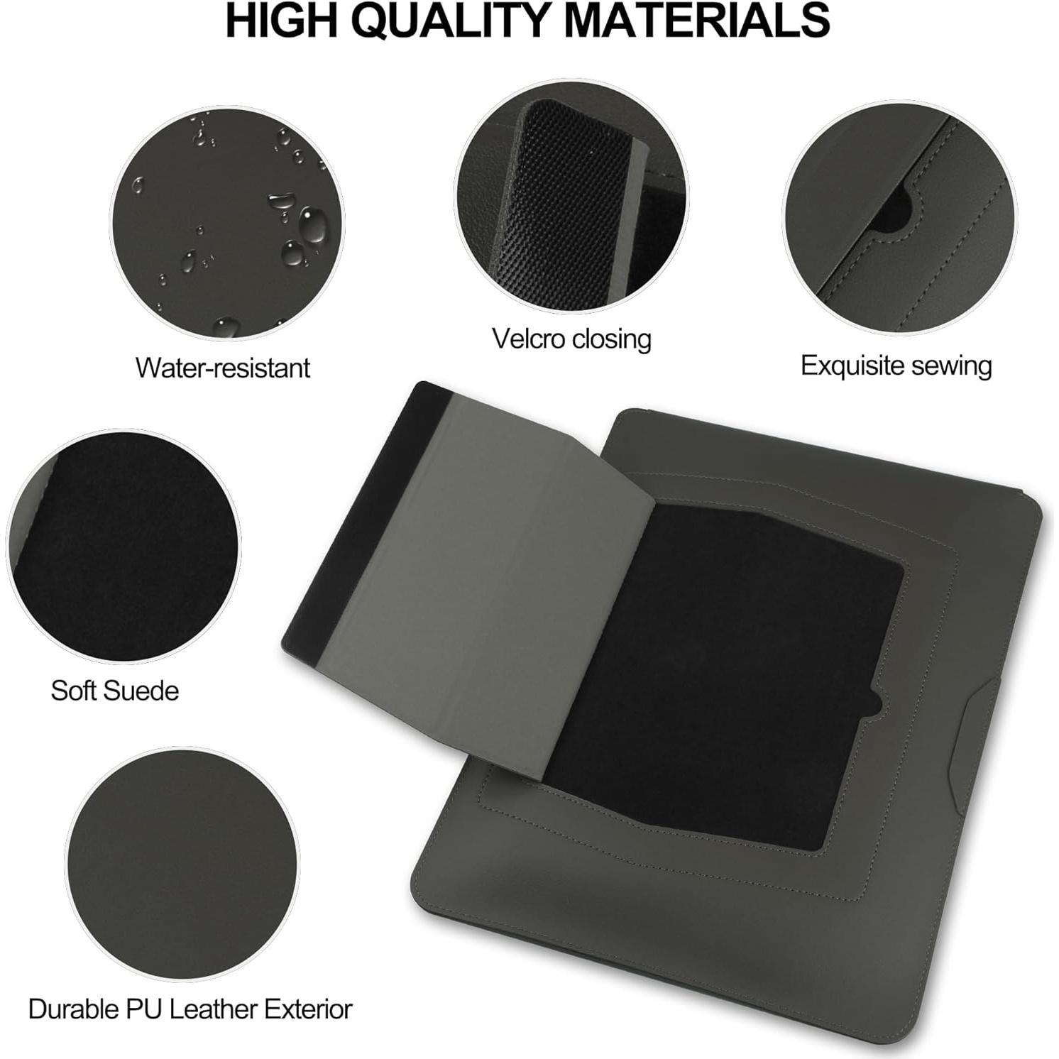 Funda de cuero gris para laptop 13-14" HoYiXi con soporte