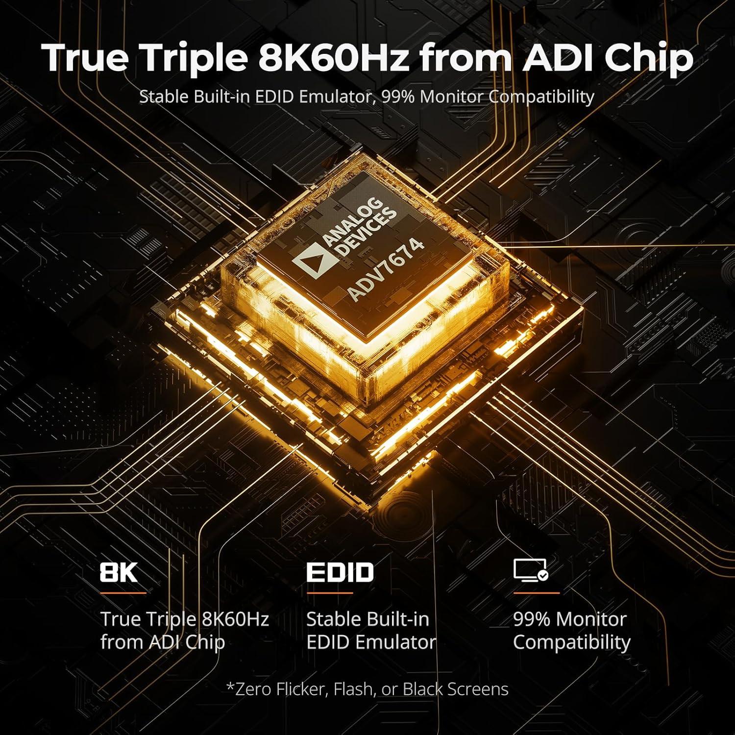 KVM Switch TESmart 3 Monitores 8K@60Hz para 2 PCs