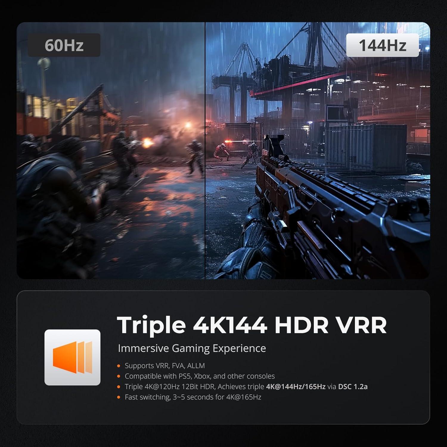 KVM Switch TESmart 3 Monitores 8K@60Hz para 2 PCs