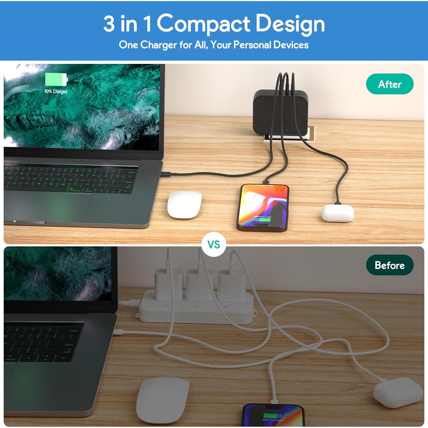 Cargador USB C 160W PDUSBSZ para Laptop y Smartphone