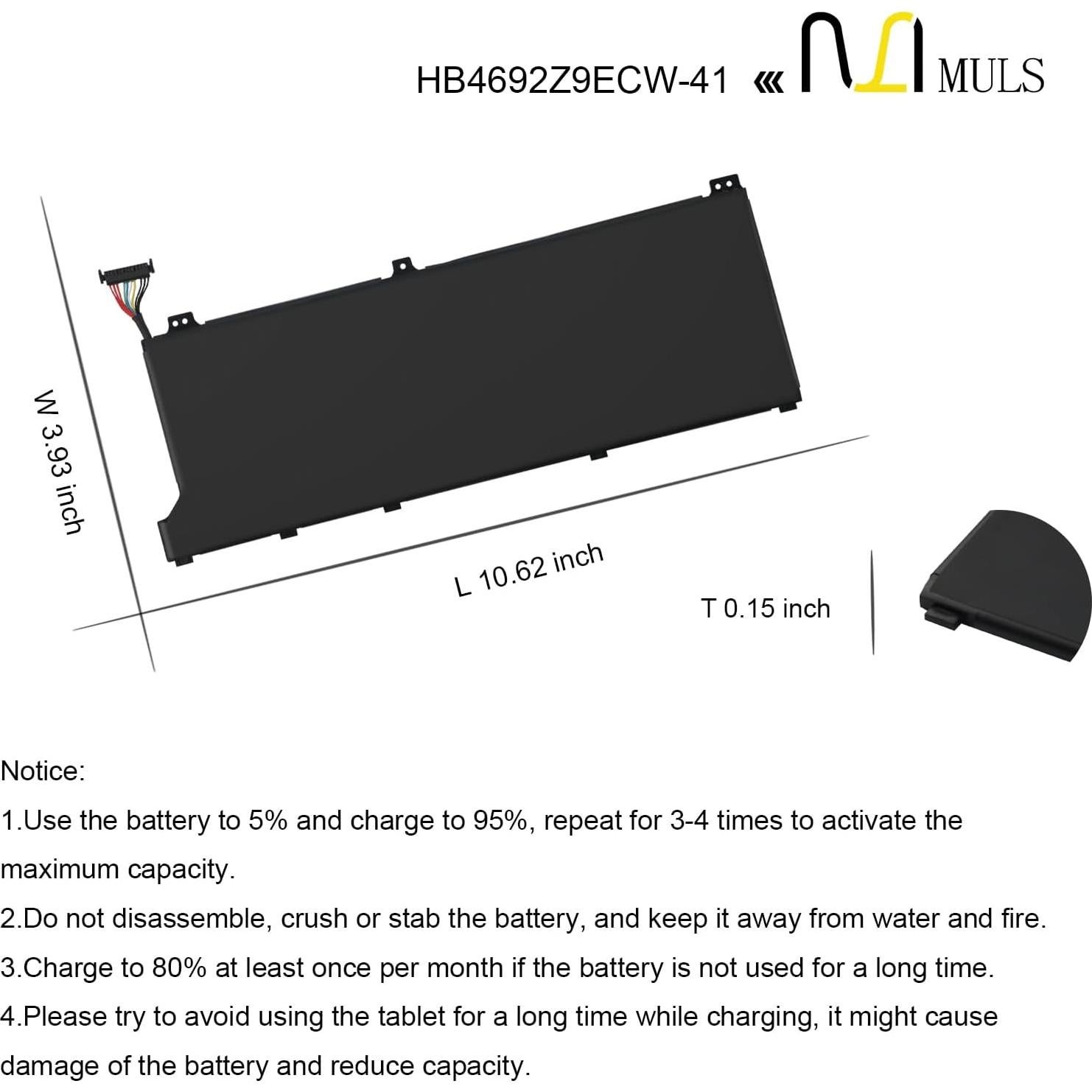 Batería Reemplazo MULS 56Wh 15.28V para Laptop Huawei