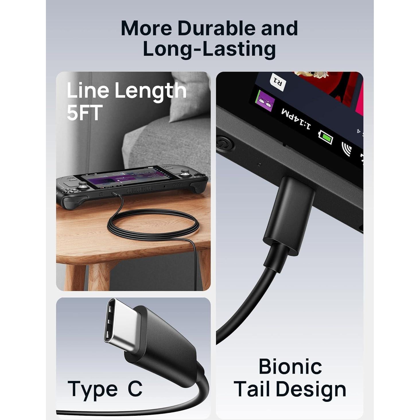 Cargador JSAUX 45W USB C con Cable 5FT para Steam Deck y Switch