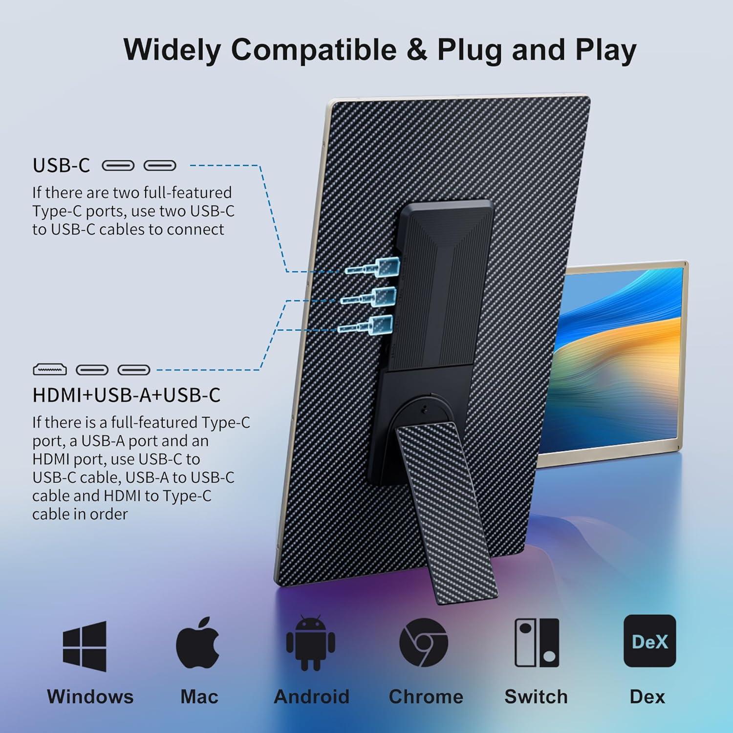 Extensor de Pantalla Triple 15.6" FHD 1080P Baijia