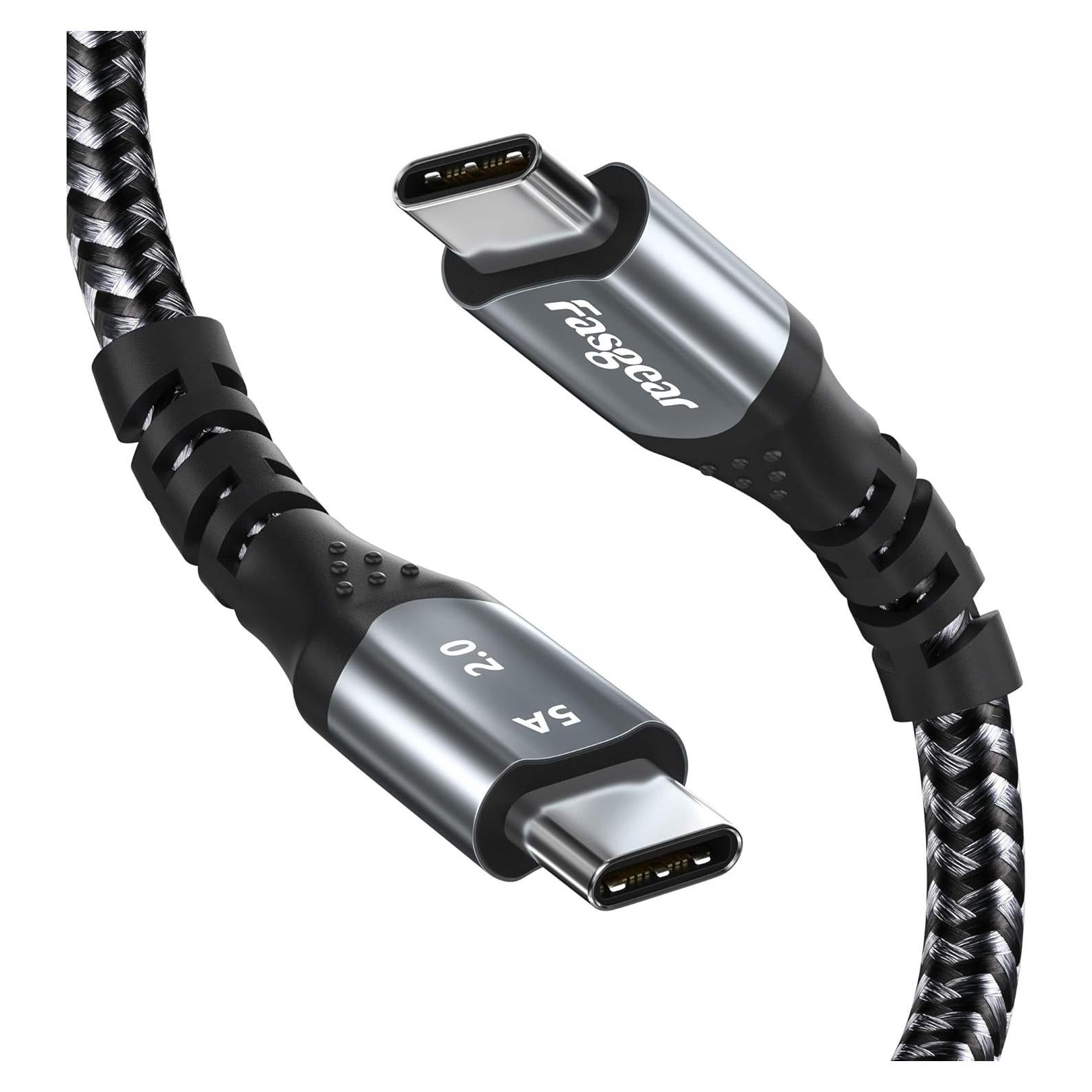 Cable USB C Fasgear 1m 100W Carga Rápida 5A PD Negro