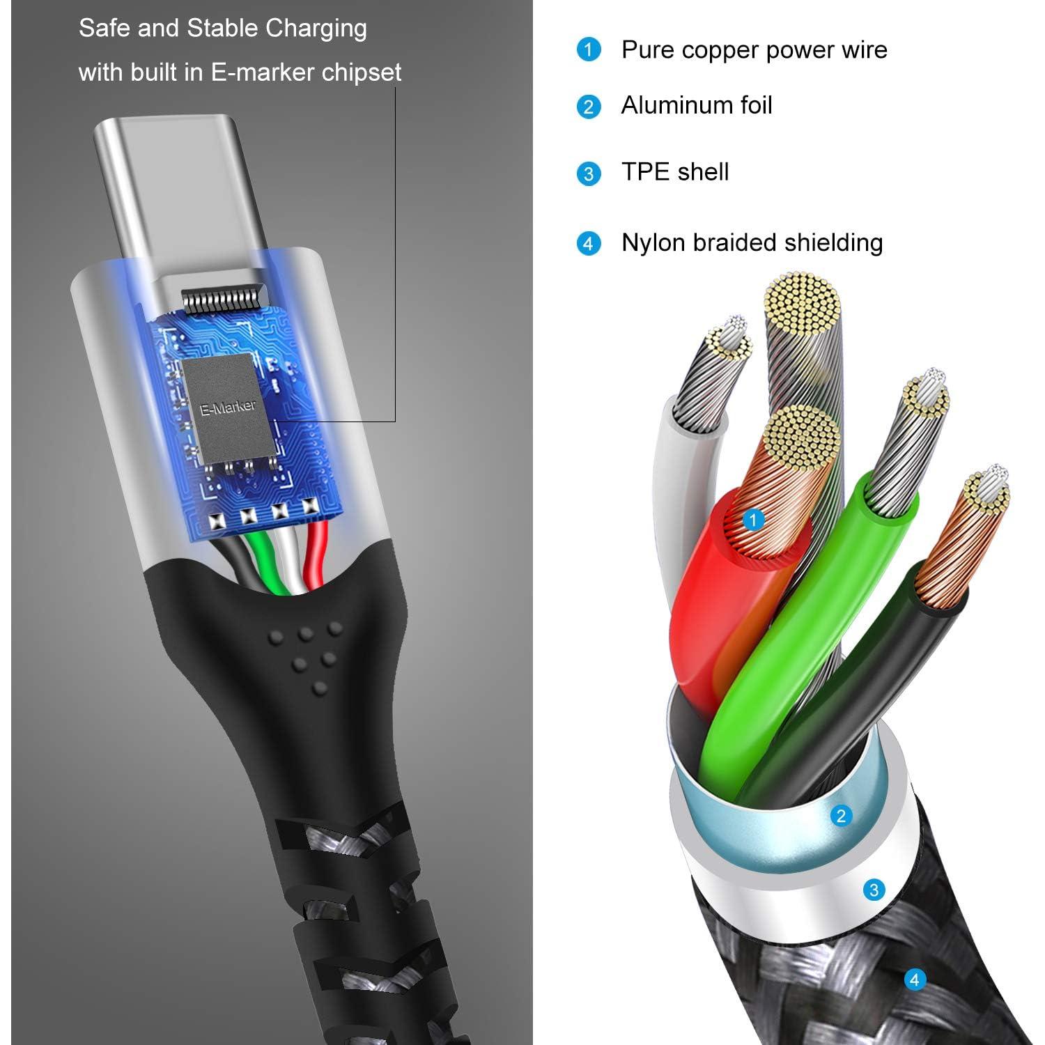 Cable USB C Fasgear 1m 100W Carga Rápida 5A PD Negro