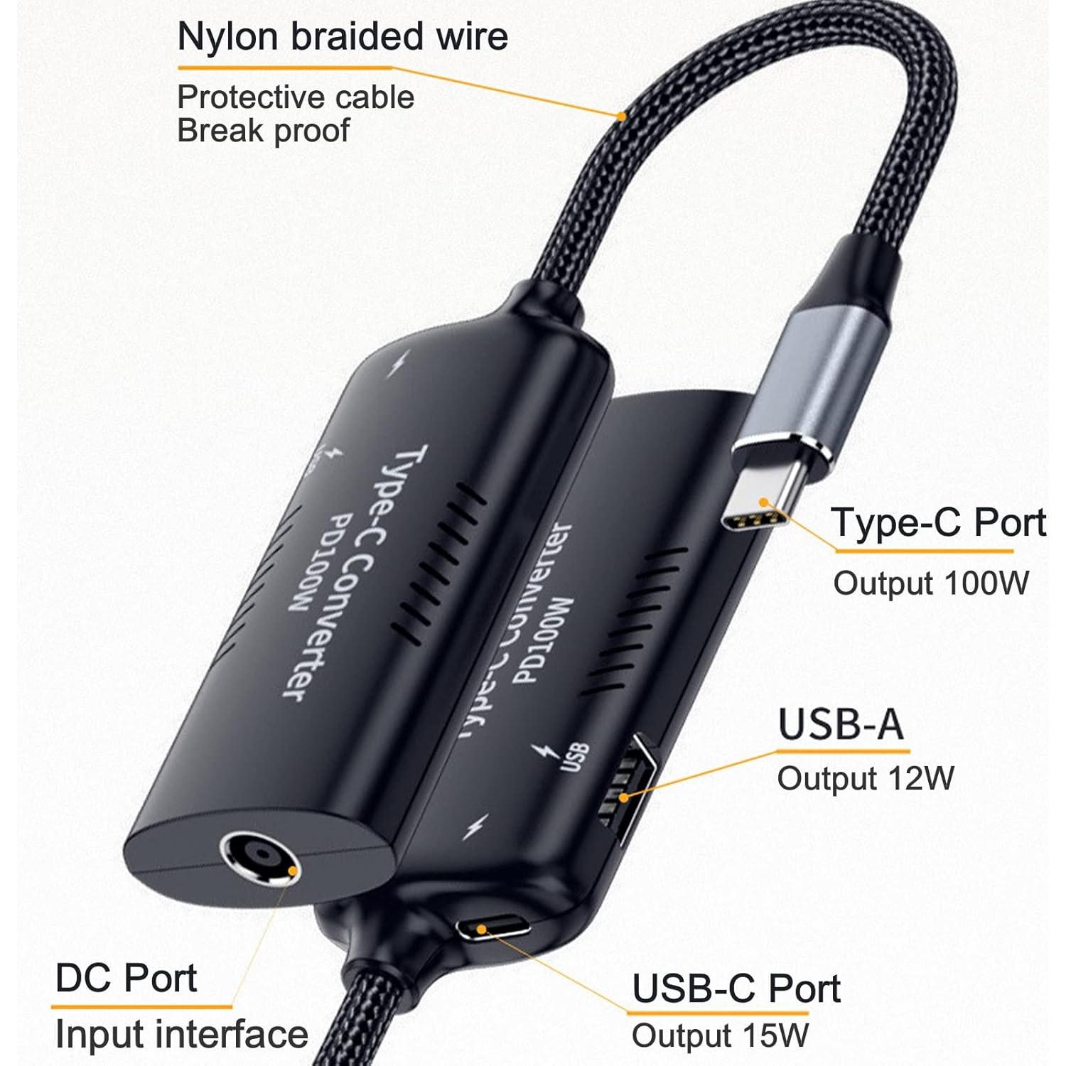 Adaptador USB-C BEYEE a Slim-Tip Cuadrado 100W 3 Puertos