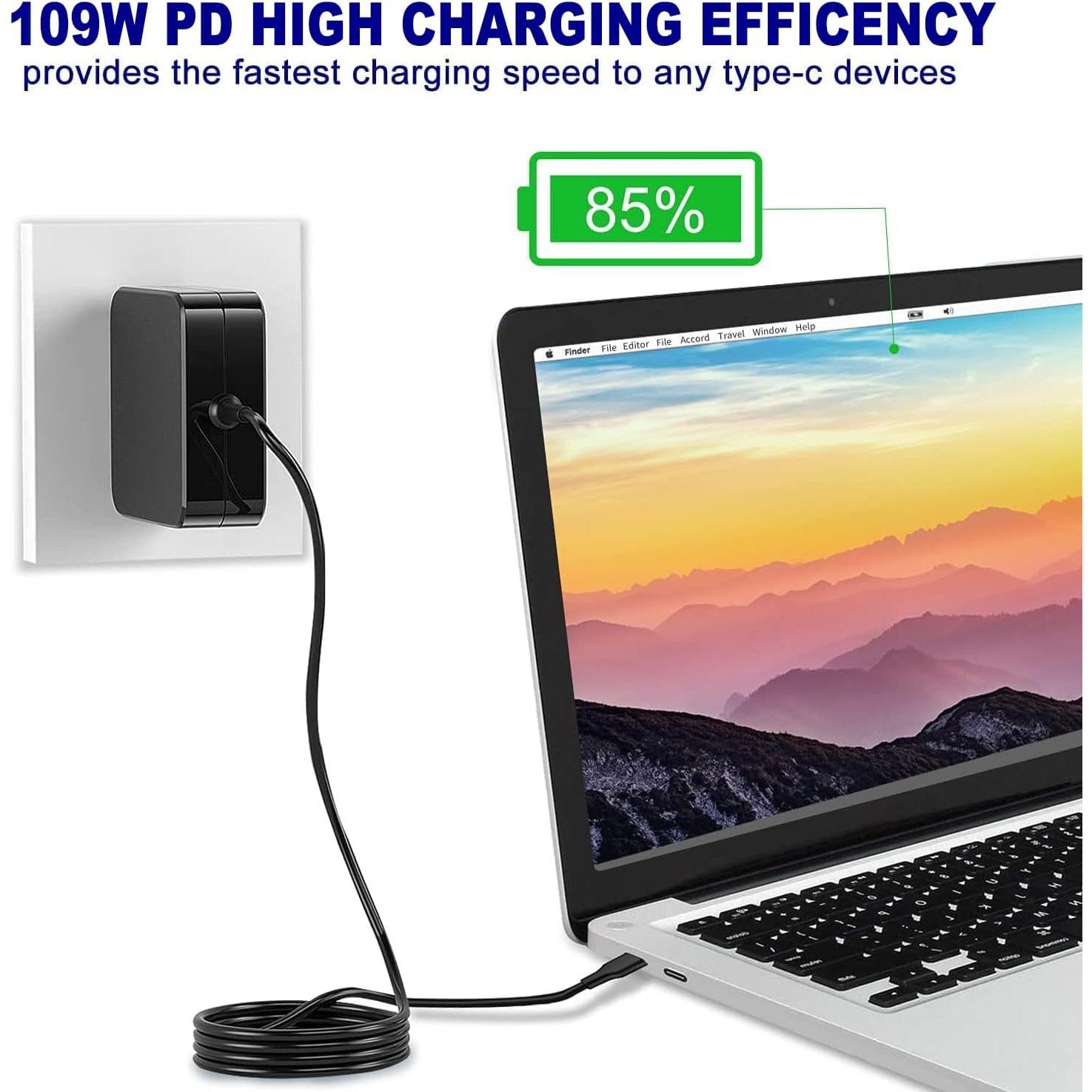 Cargador Rápido USB C 109W PDUSBSZ para Laptop y Smartphone