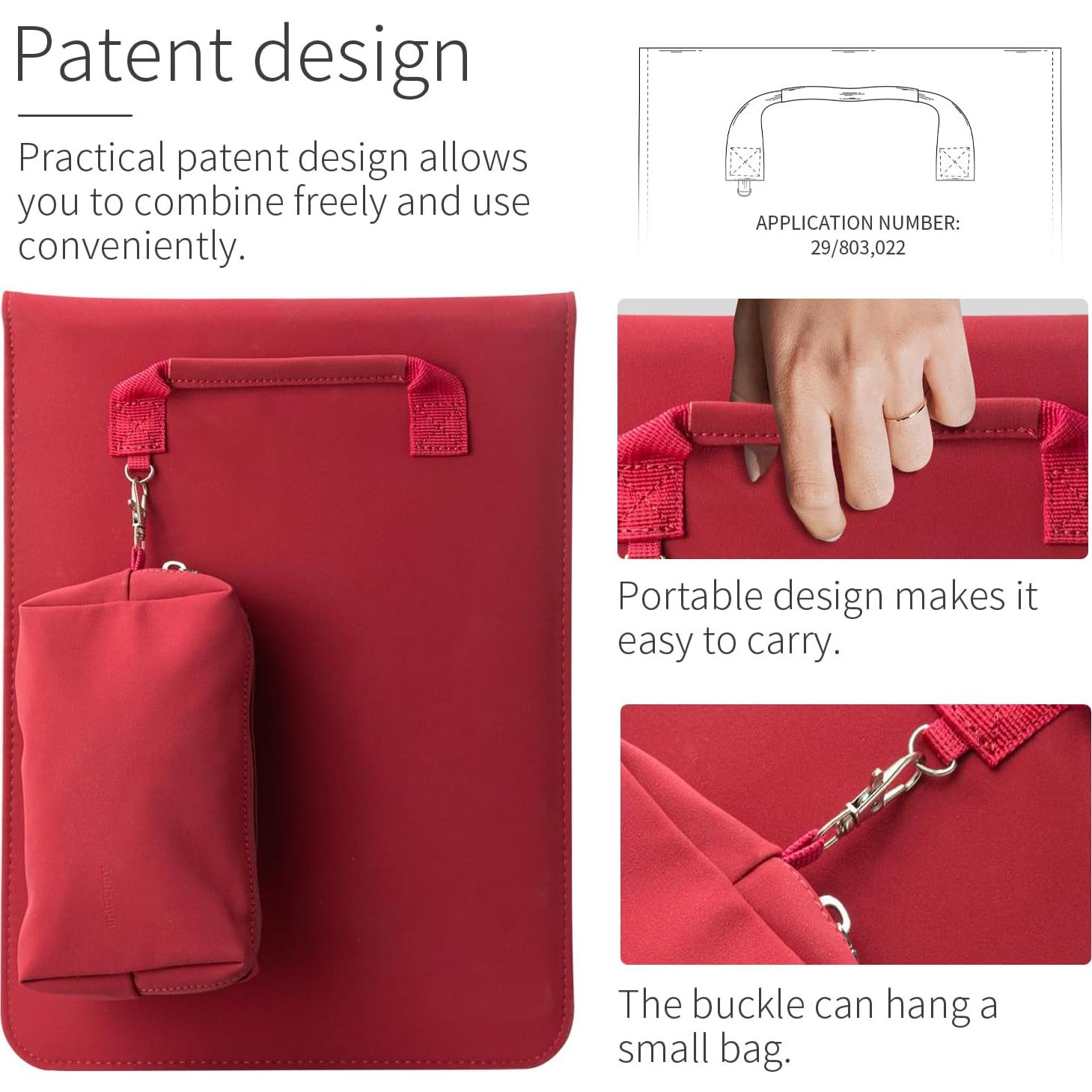 Funda para portátil 13-14" Amlanpin PU impermeable Burdeos