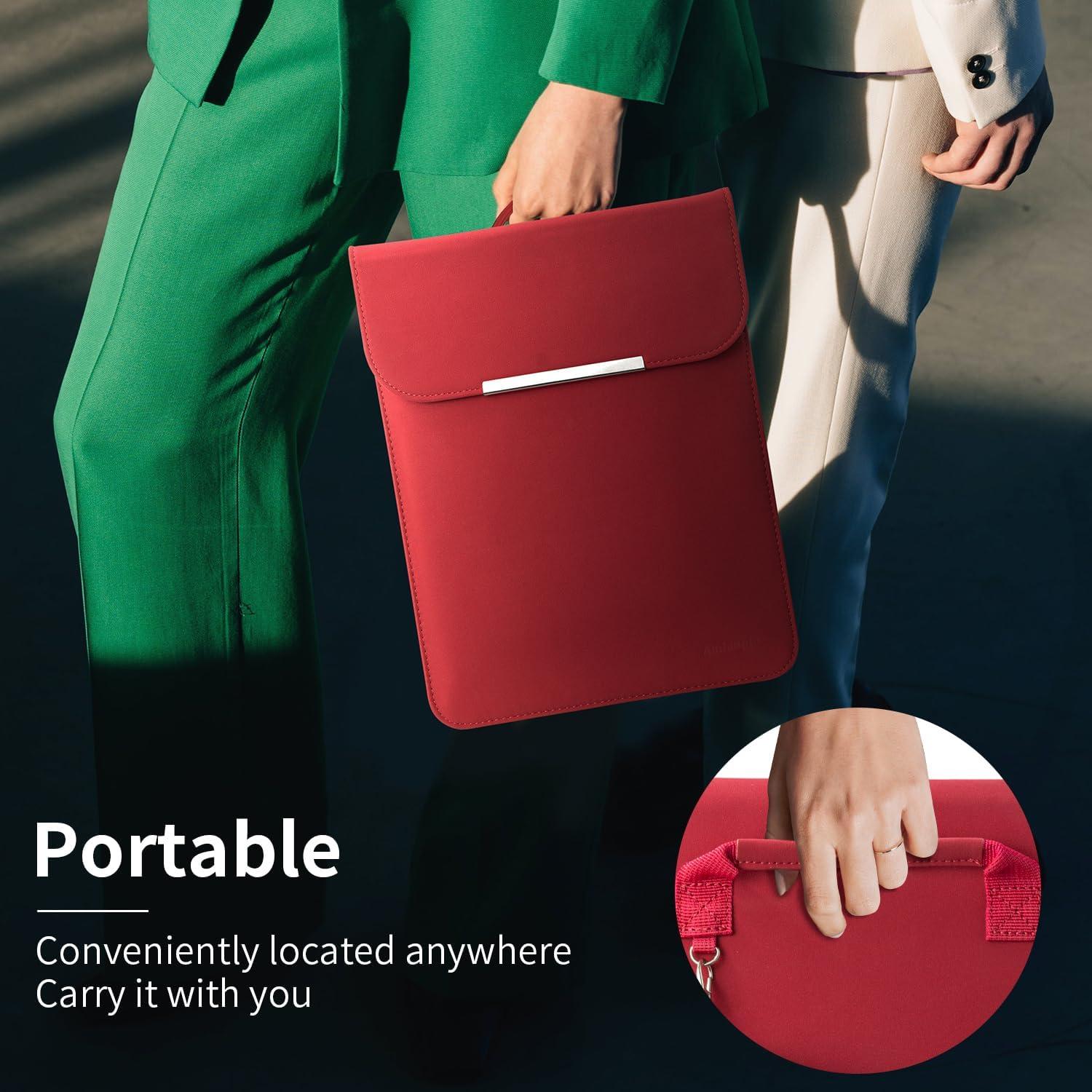 Funda para portátil 13-14" Amlanpin PU impermeable Burdeos