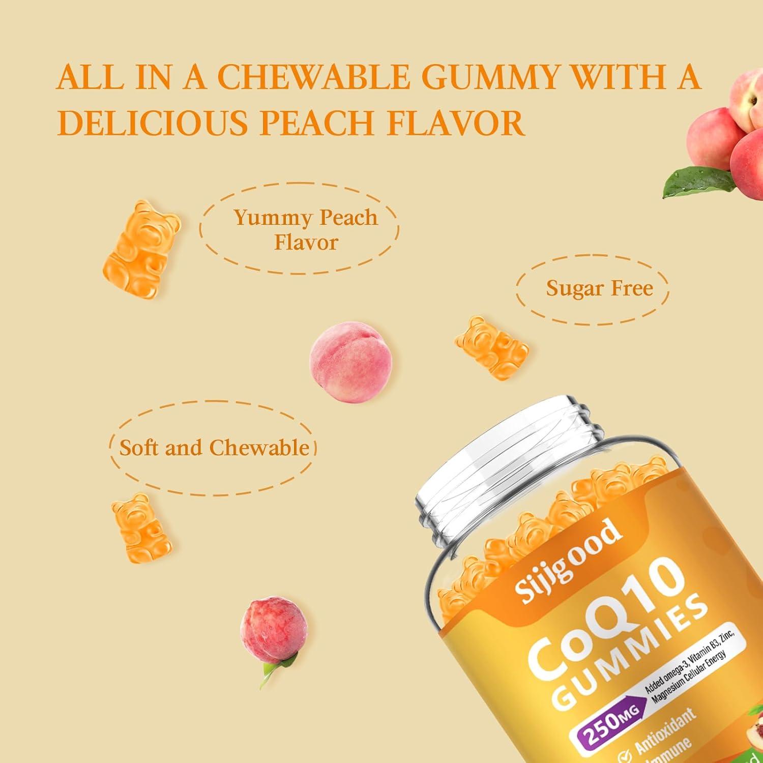 Gomitas CoQ10 Sijigood 60 Unidades Sabor Durazno Sin Azúcar