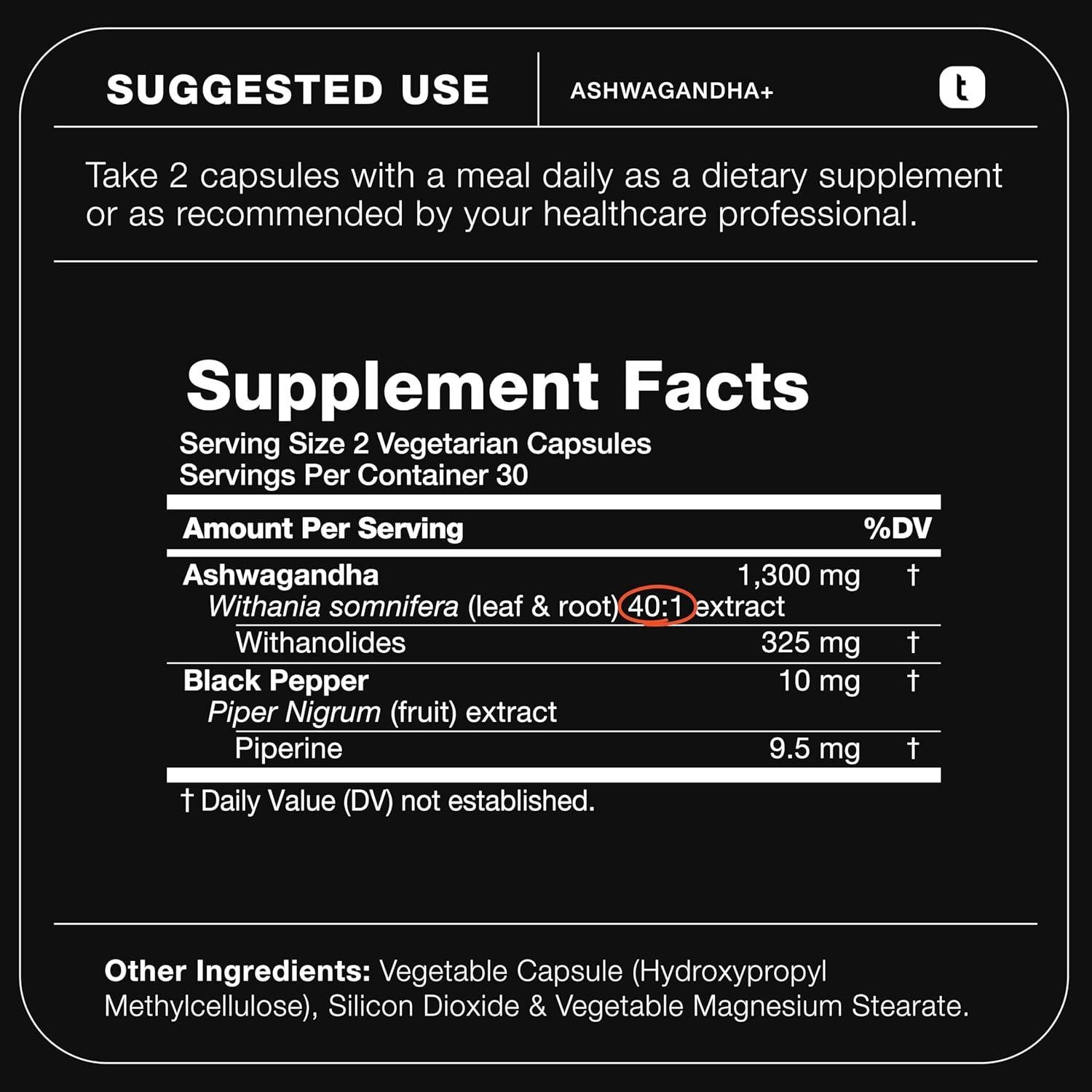 Ashwagandha Toniiq 60 Cápsulas 40:1 25% Withanolides