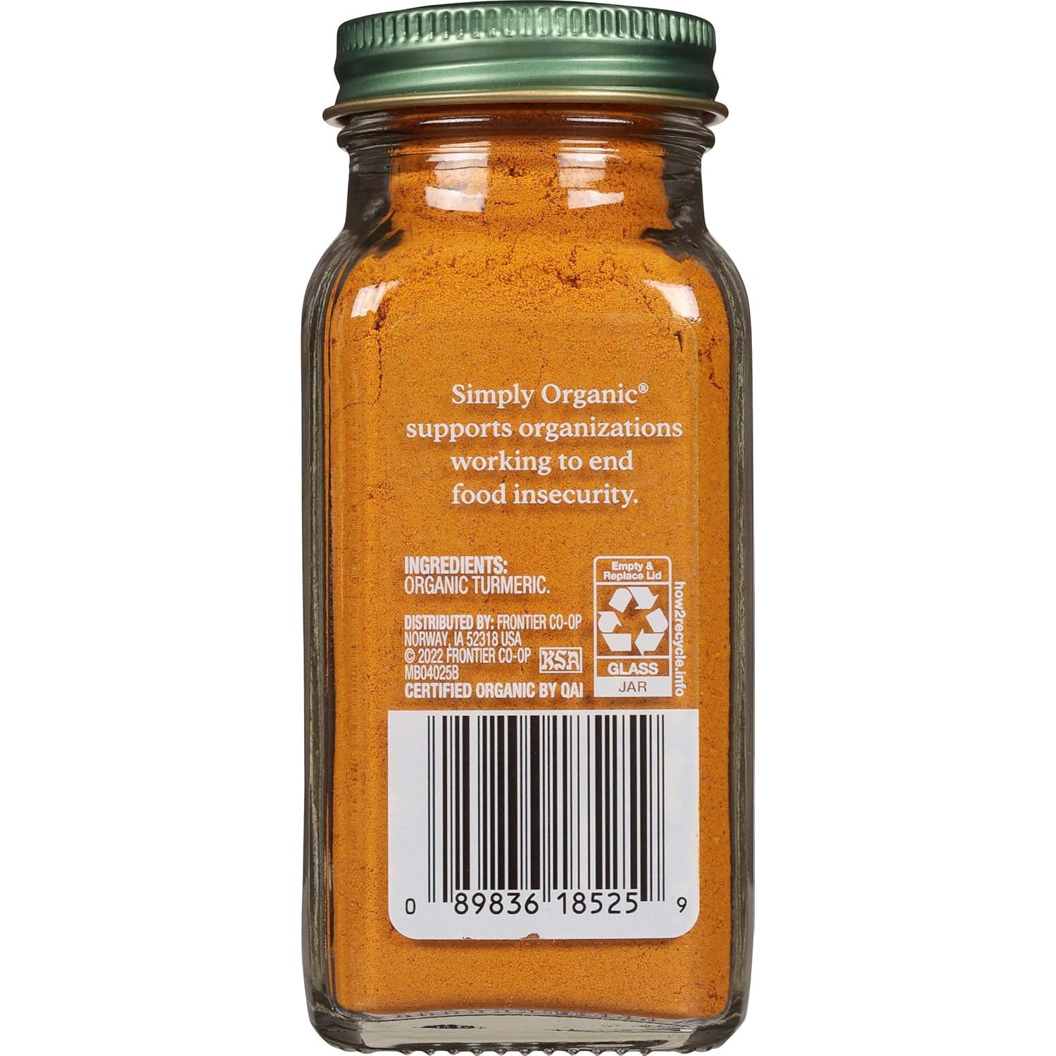 Cúrcuma Molida Simply Organic 67 g - Especia Orgánica