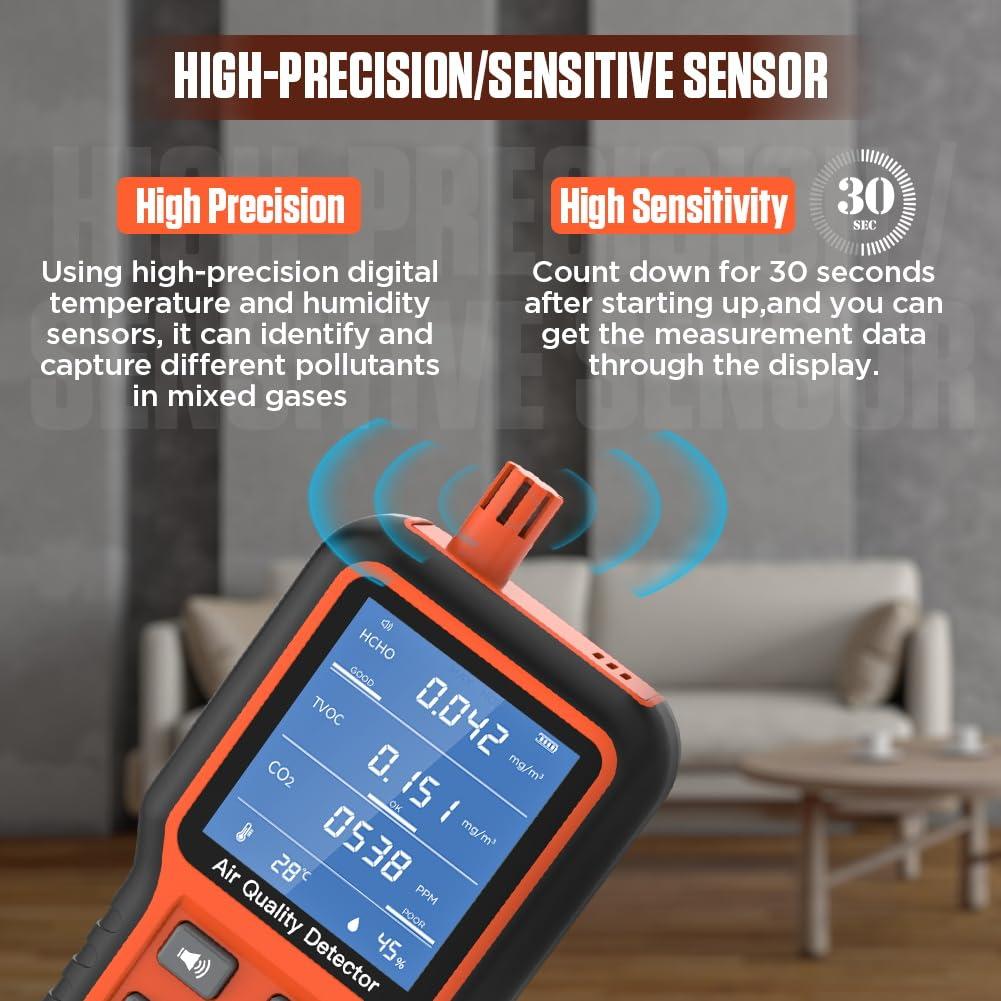 Monitor de Calidad del Aire Interior DUOYI 5-en-1 HCHO CO2 TVOC