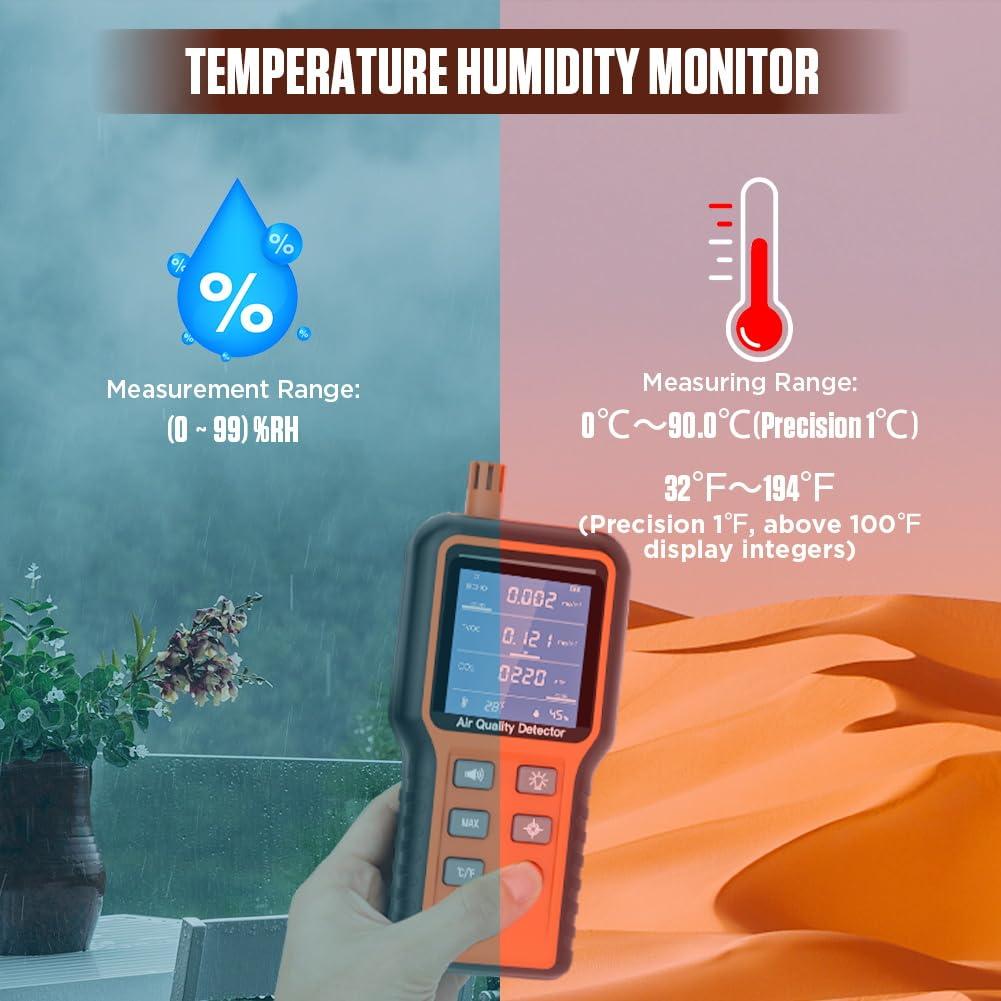 Monitor de Calidad del Aire Interior DUOYI 5-en-1 HCHO CO2 TVOC
