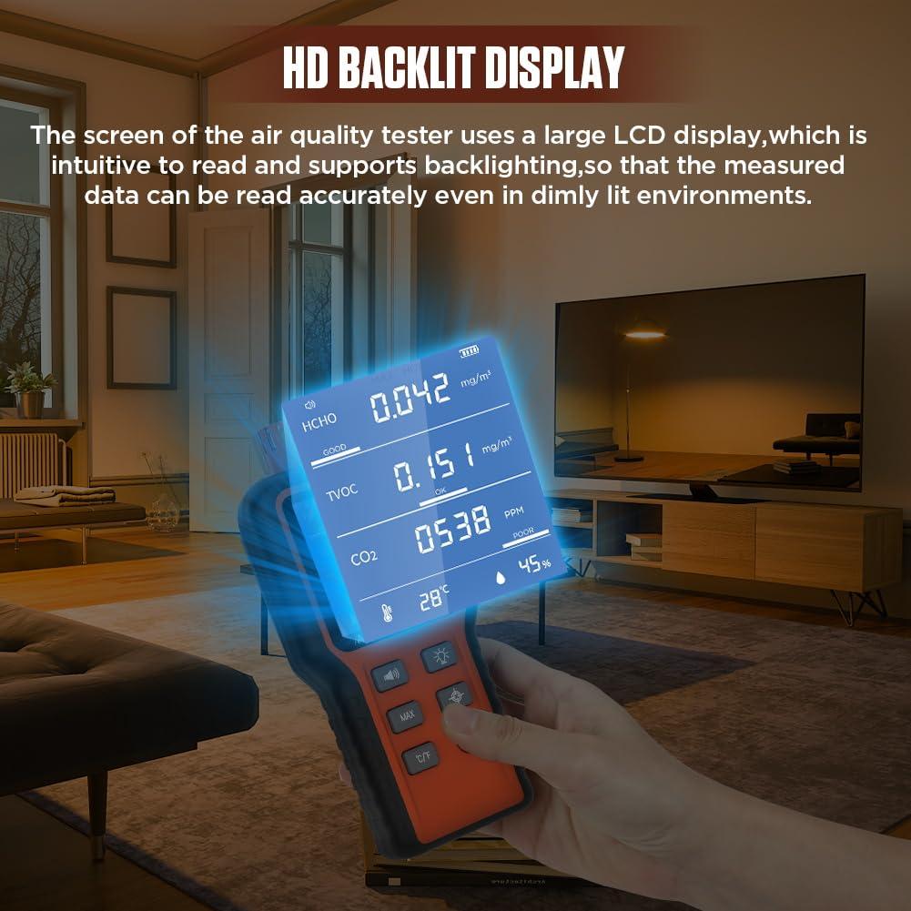 Monitor de Calidad del Aire Interior DUOYI 5-en-1 HCHO CO2 TVOC