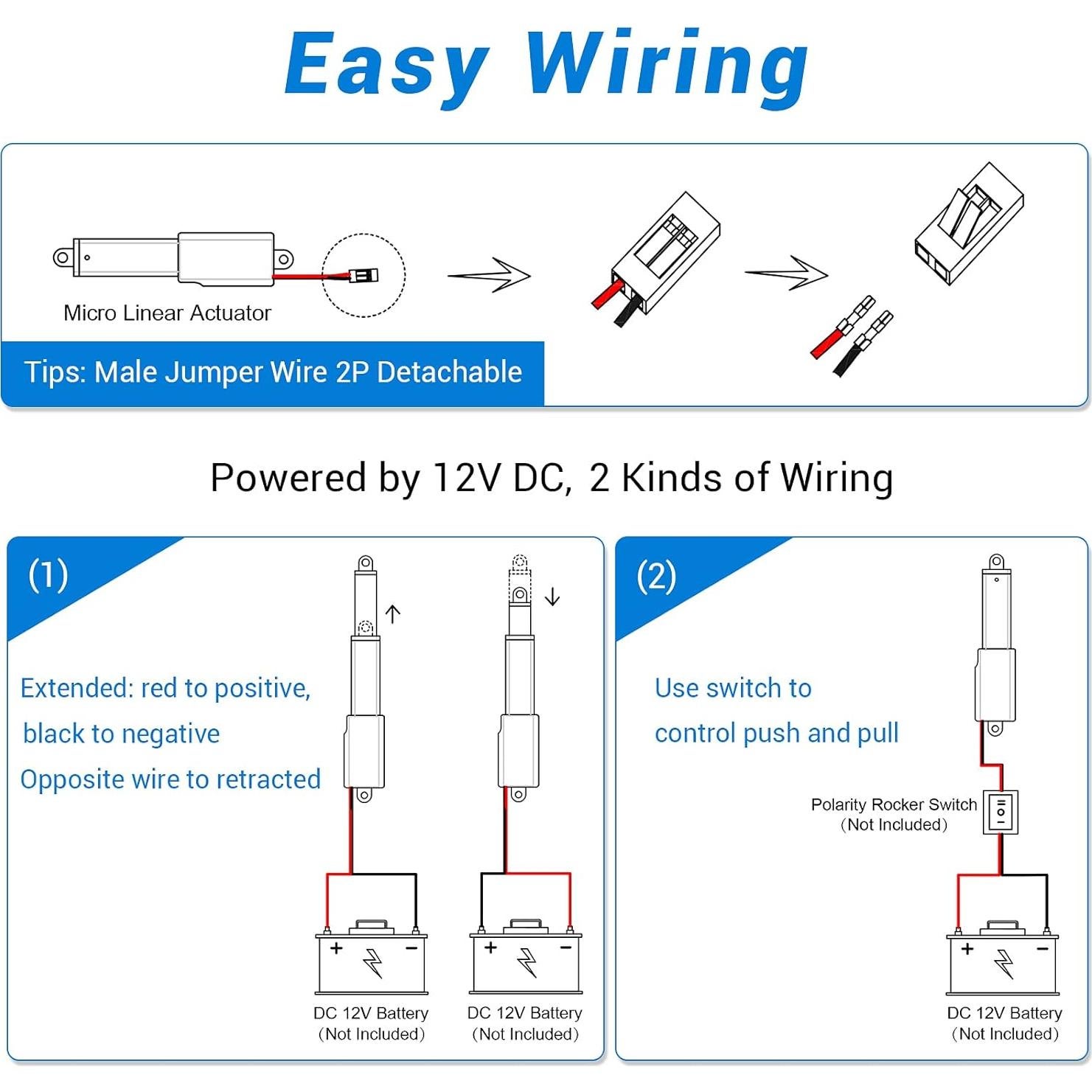 Actuador Lineal Micro Eléctrico 12V 1.2" (3.05 cm) 64N