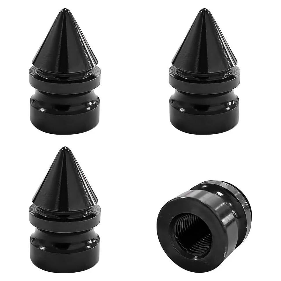 4 Tapones de Válvula de Neumático Aluminio Povtii Negro