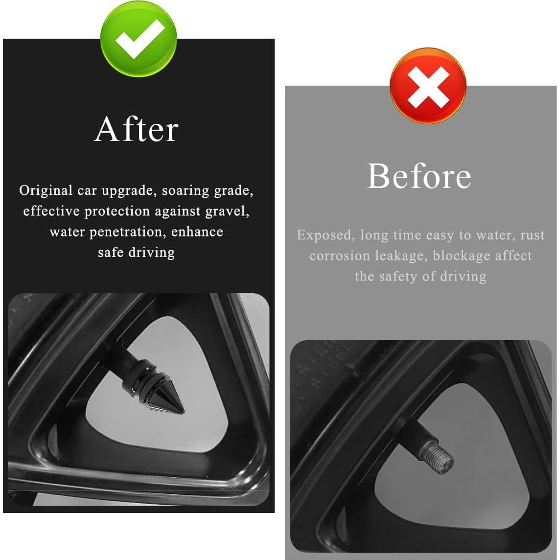 4 Tapones de Válvula de Neumático Aluminio Povtii Negro