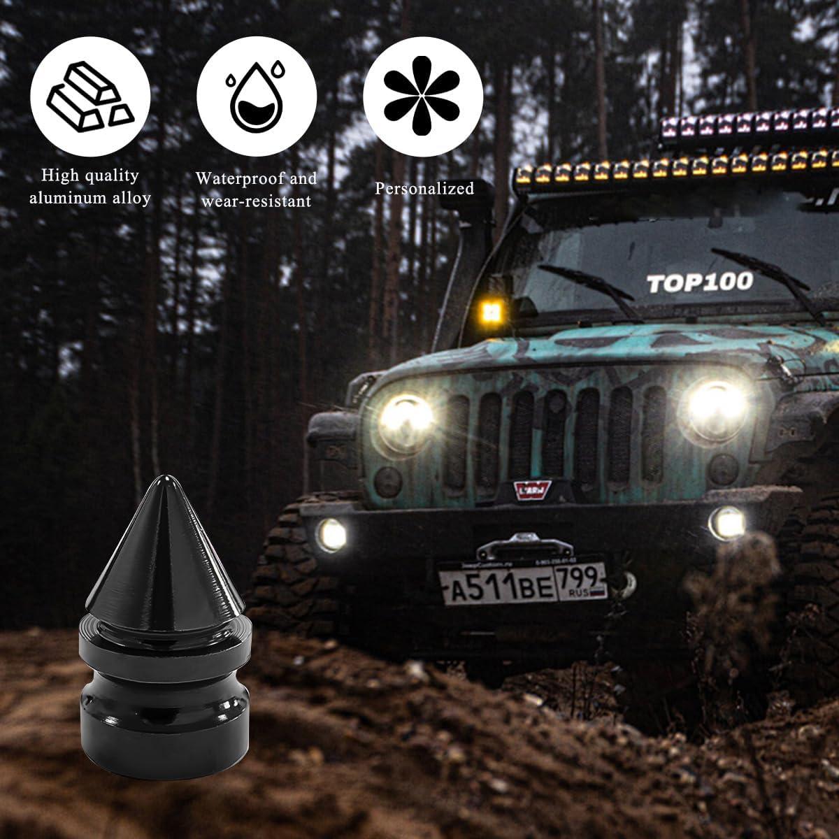 4 Tapones de Válvula de Neumático Aluminio Povtii Negro