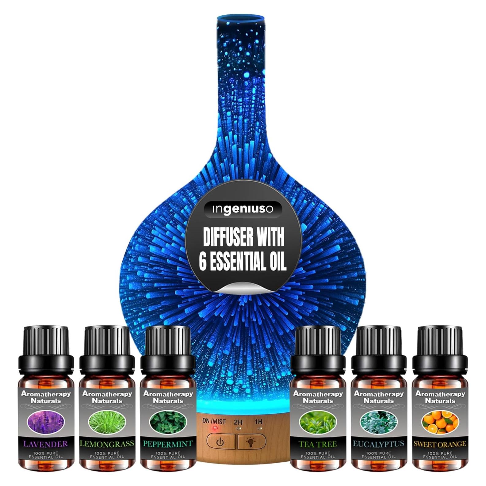 Difusor de Aceite Esencial Ingeniuso 100ml con 6 Aceites