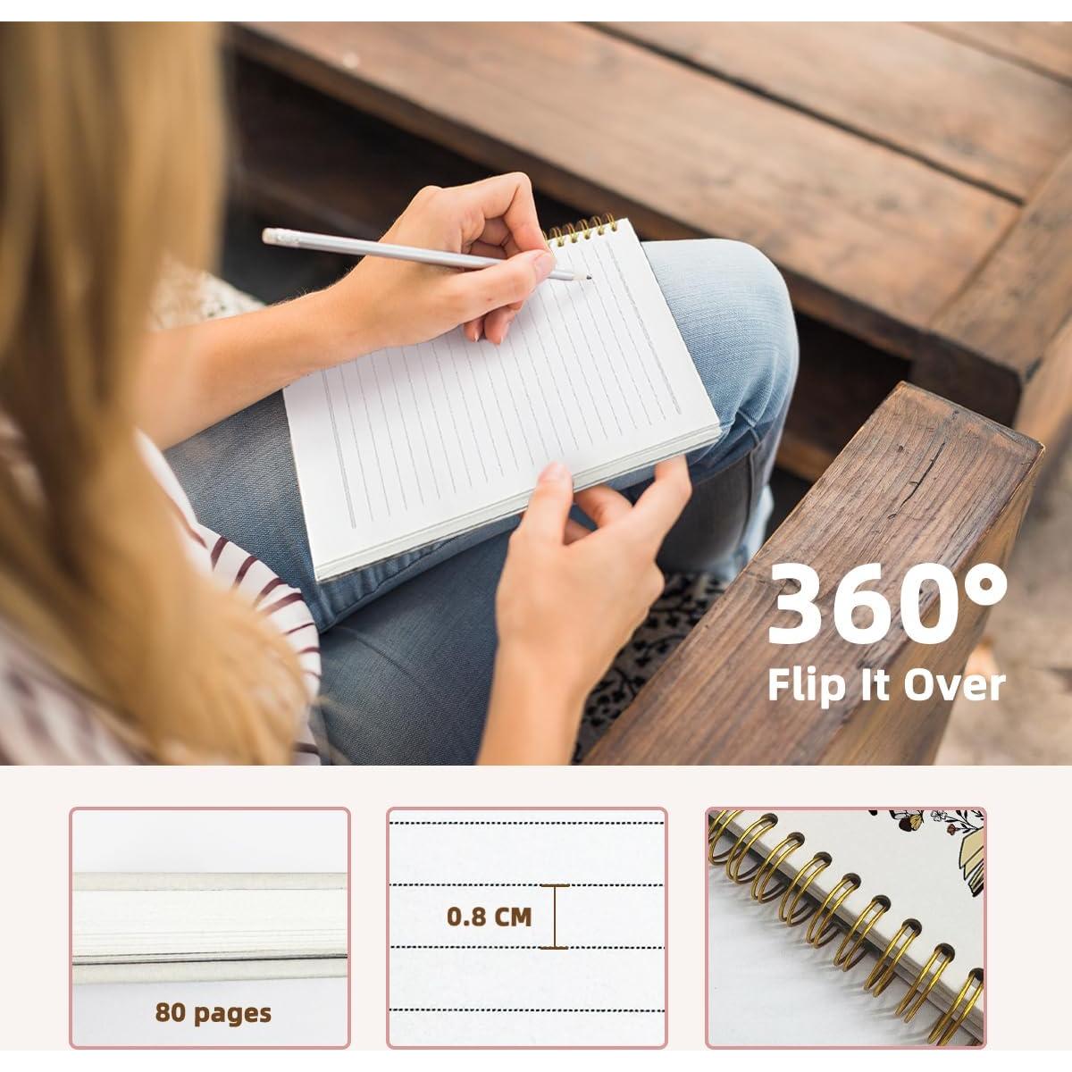 Cuaderno Diario Espiral PLKMN 80 Páginas Rayado Floral 14x21 cm