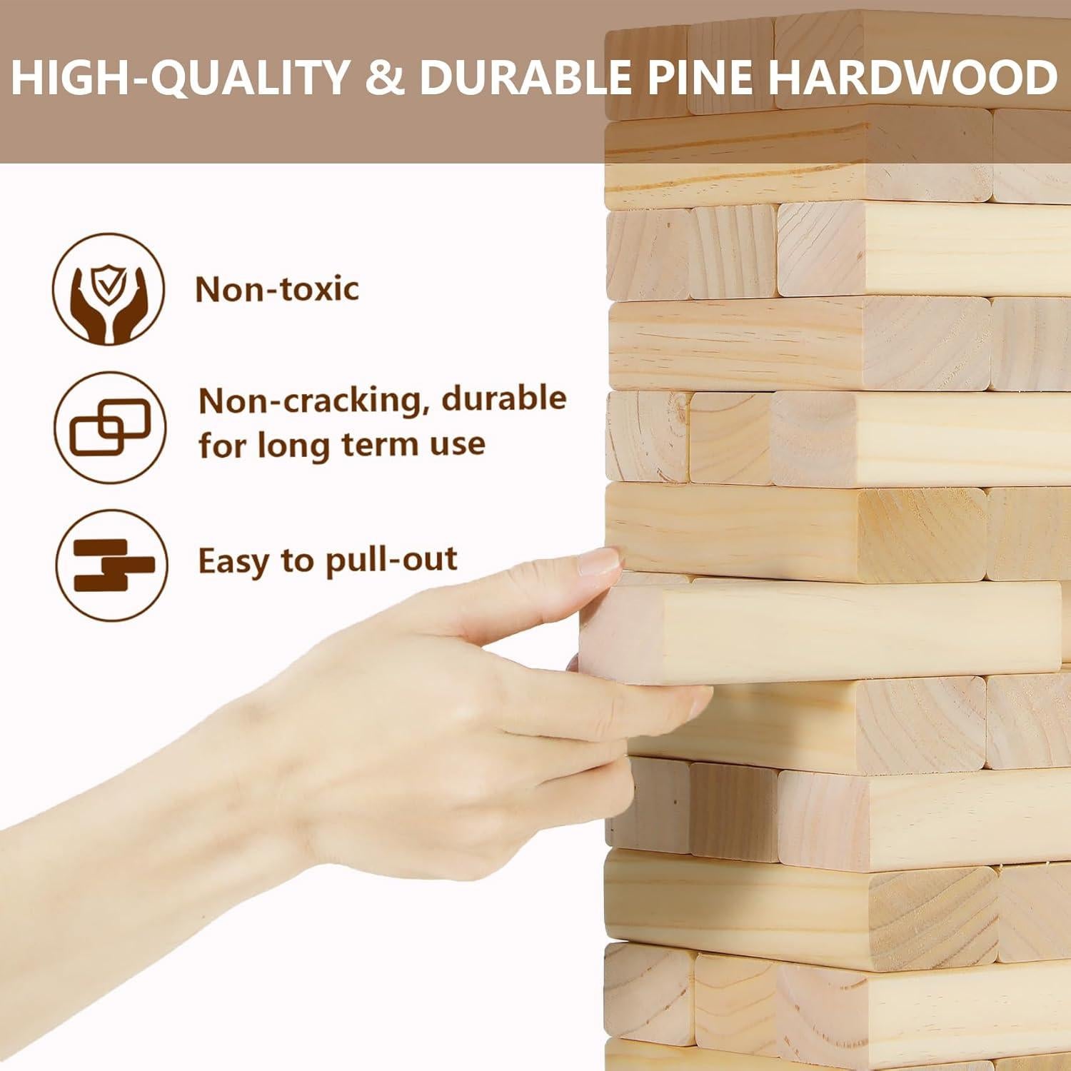 Juego de Torre de Caída Aivalas 60 Piezas Madera 0.97 m