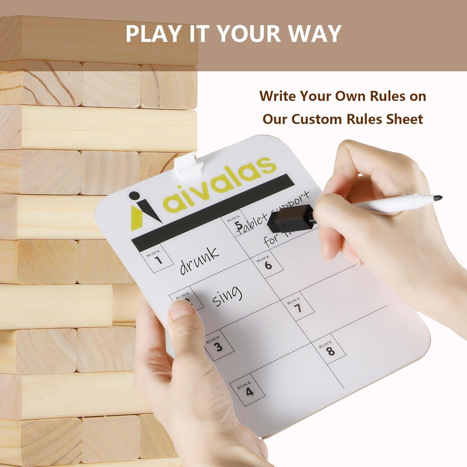 Juego de Torre de Caída Aivalas 60 Piezas Madera 0.97 m