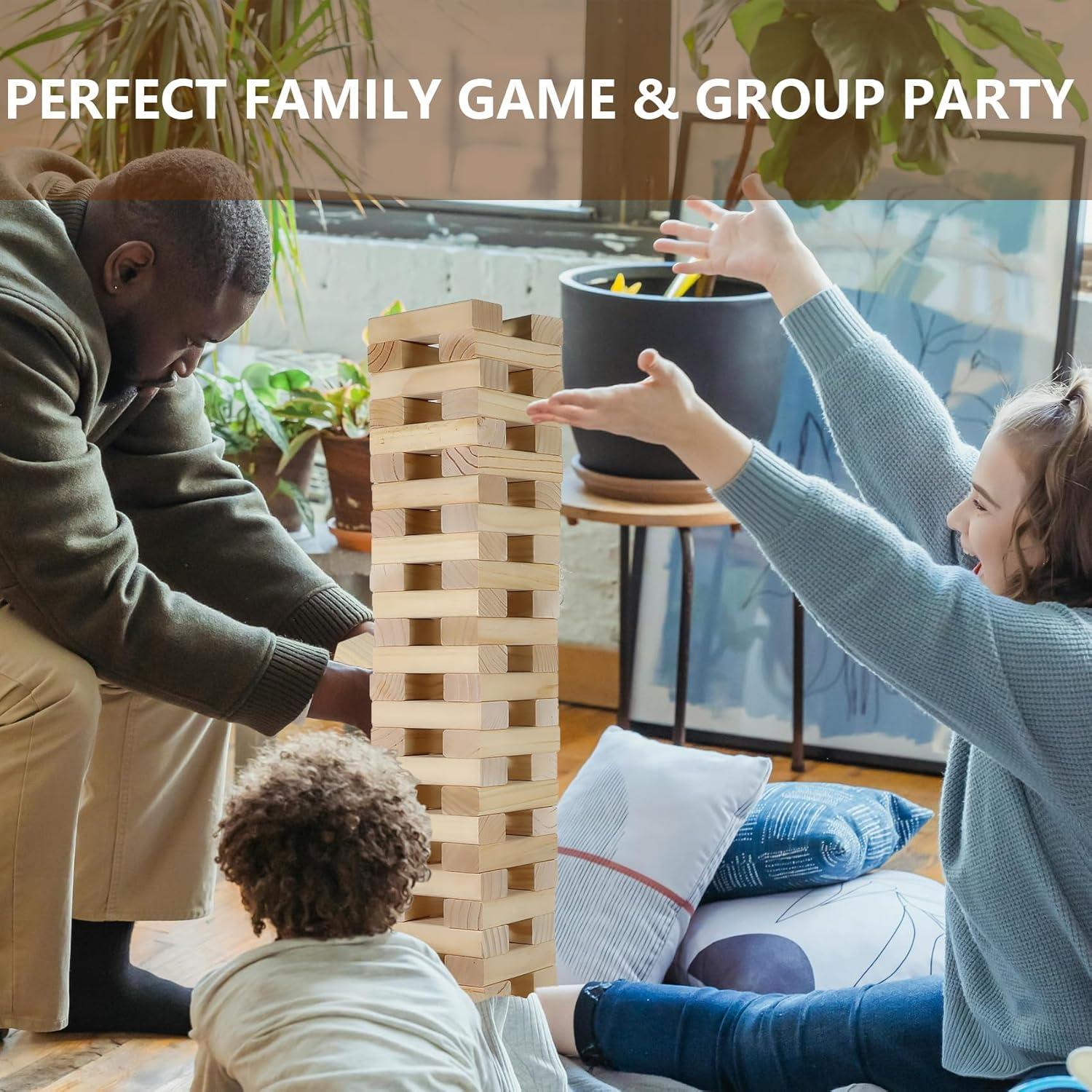 Juego de Torre de Caída Aivalas 60 Piezas Madera 0.97 m