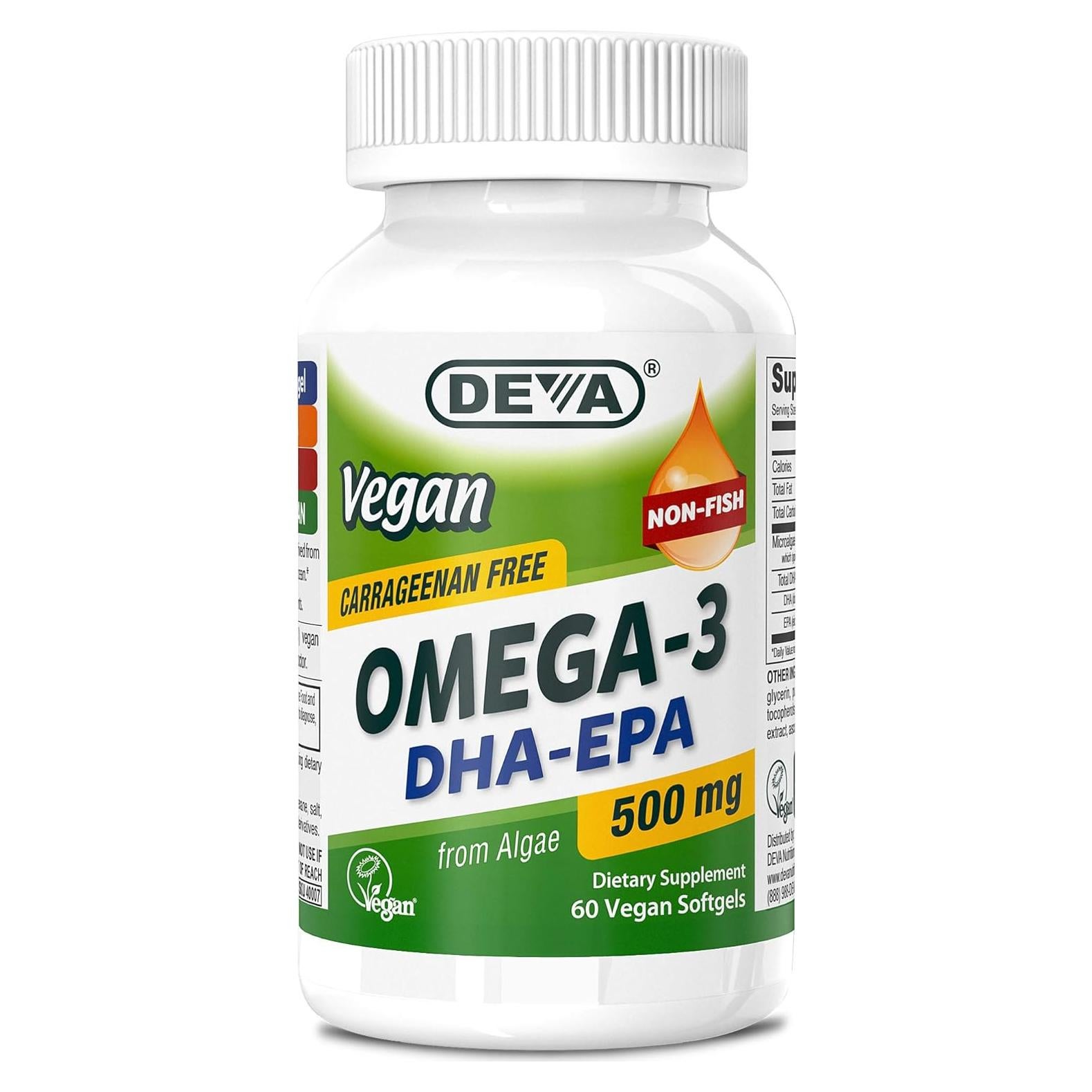 DEVA Omega-3 DHA-EPA Vegano 500mg 60 Cápsulas Blandas