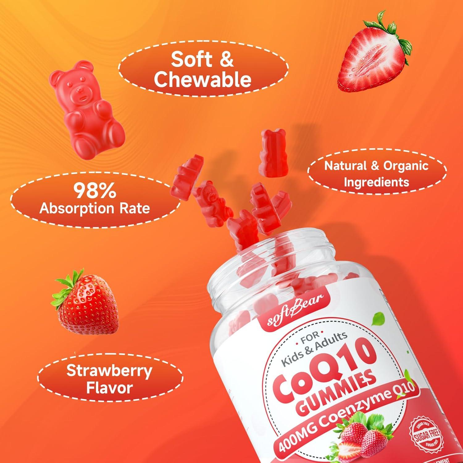 Gominolas CoQ10 Softbear 400mg Sabor Fresa 60 Unidades