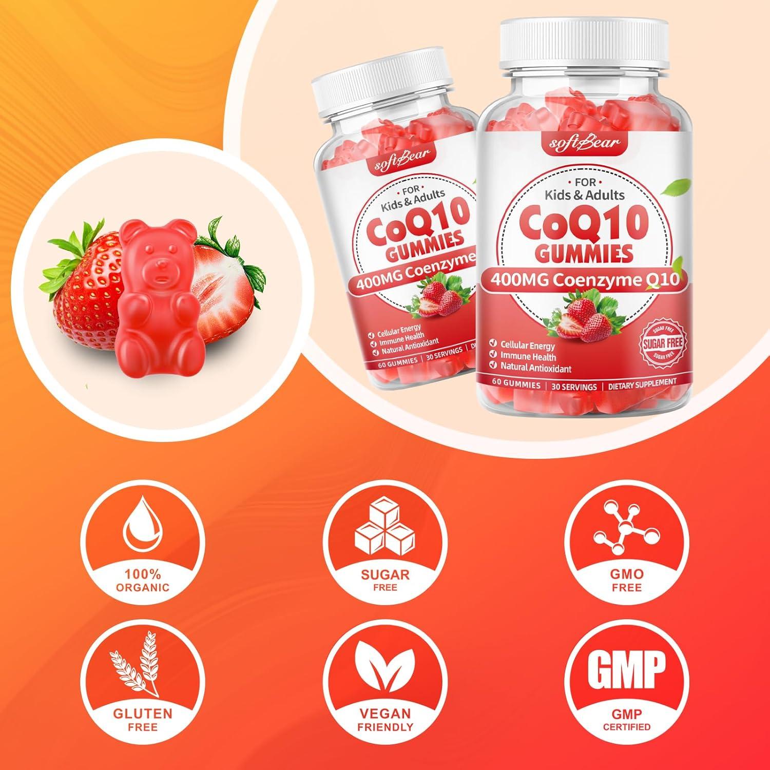 Gominolas CoQ10 Softbear 400mg Sabor Fresa 60 Unidades