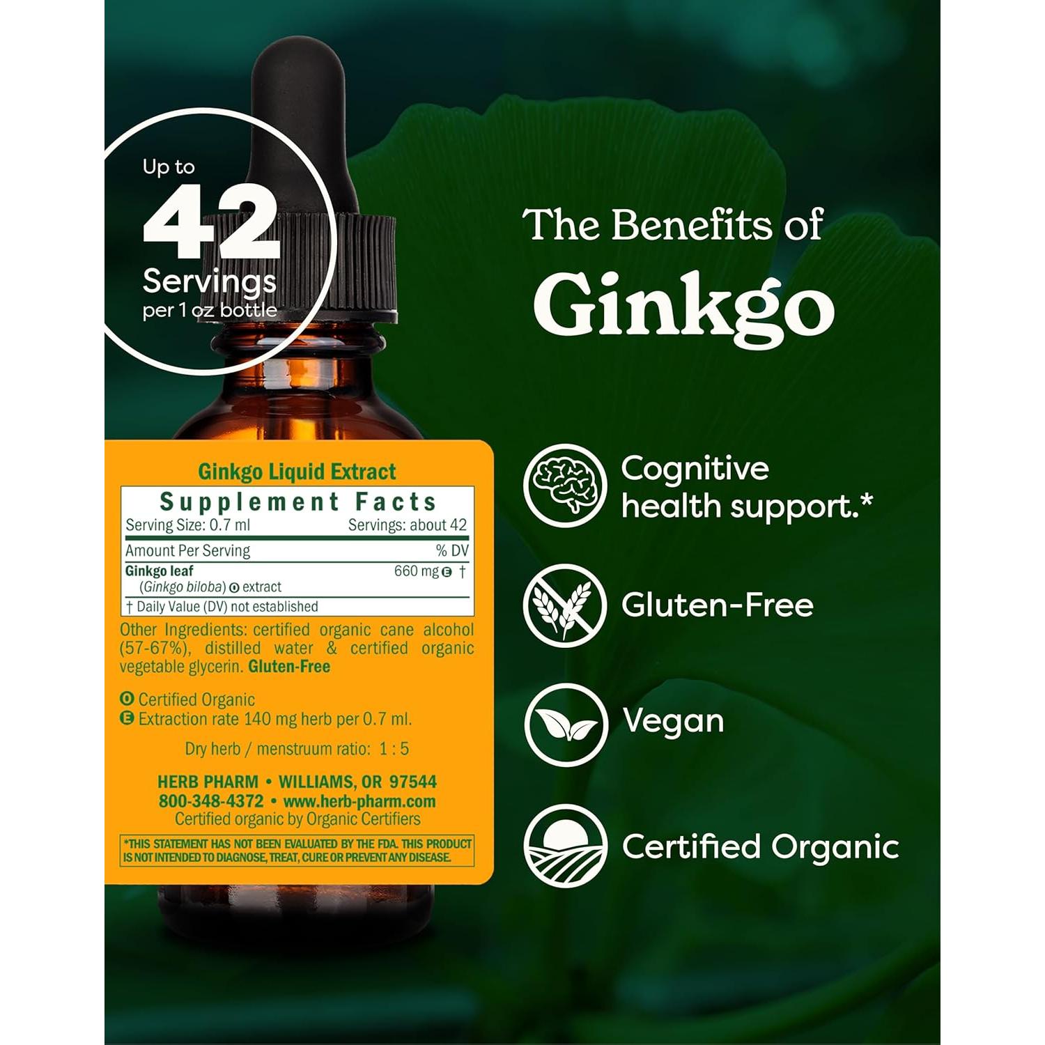 Extracto Líquido de Ginkgo Biloba Herb Pharm 29.57 ml