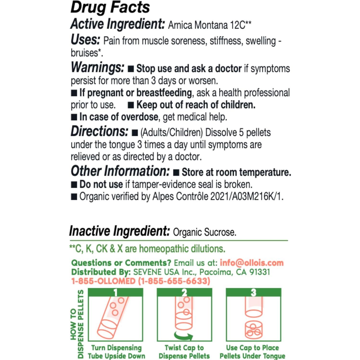 OLLOIS Arnica Montana 12C Orgánico 80 Gránulos Homeopáticos