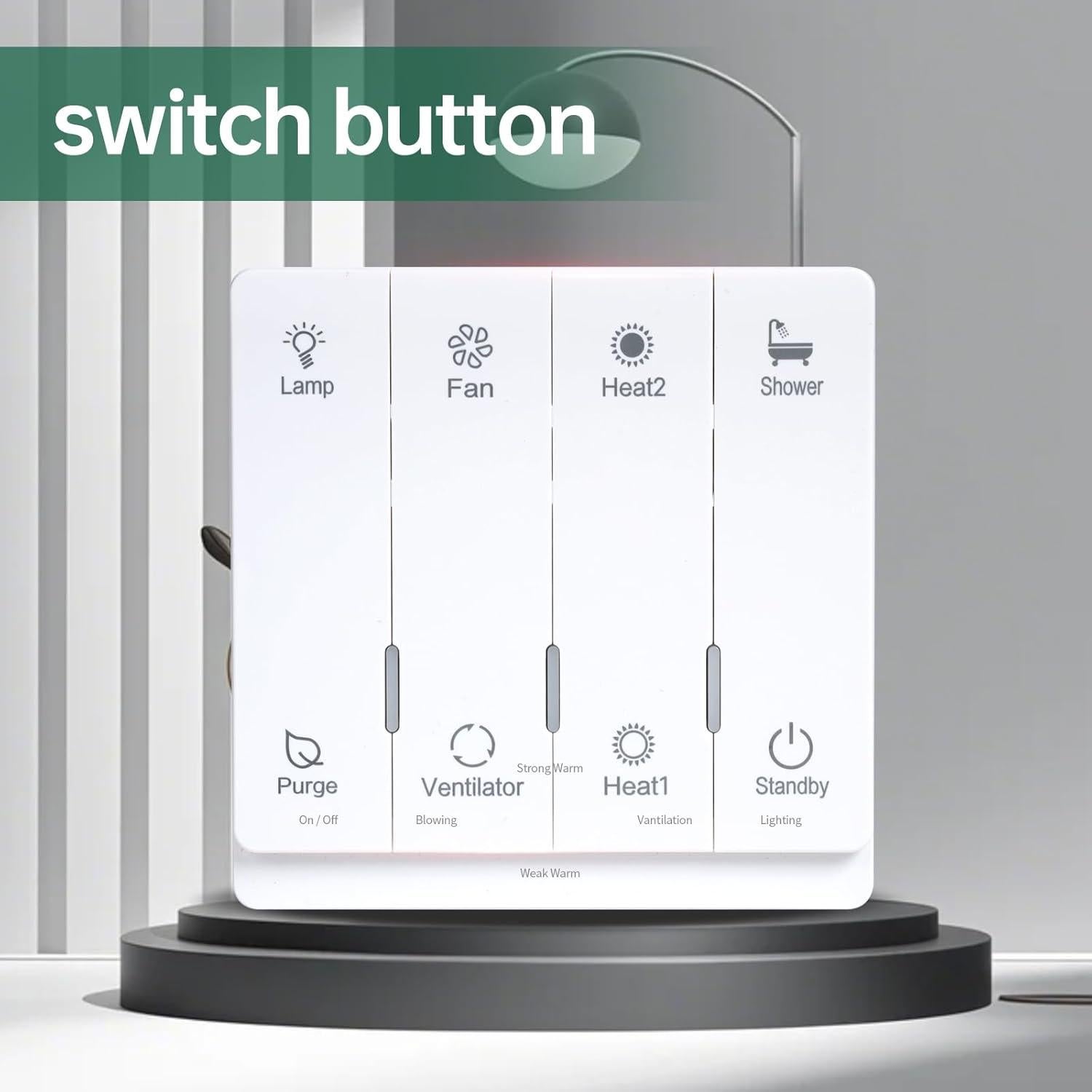 Ventilador de Baño VallisCo 1700W con Luz LED y Calefactor