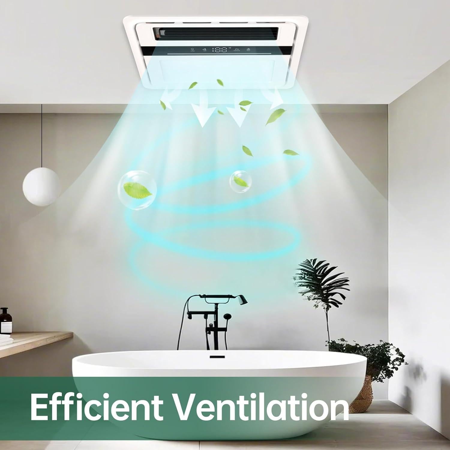 Ventilador de Baño VallisCo 1700W con Luz LED y Calefactor