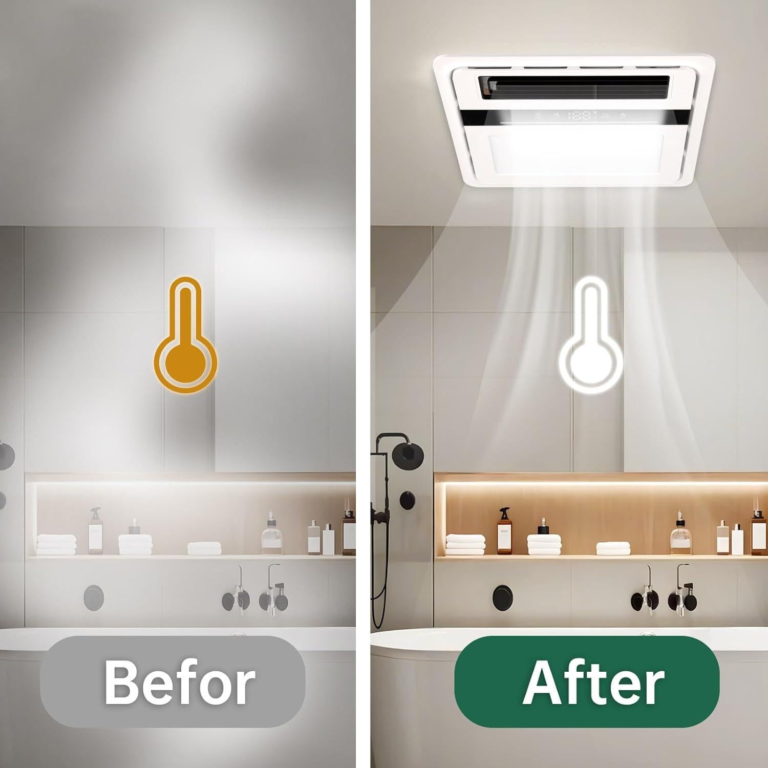 Ventilador de Baño VallisCo 1700W con Luz LED y Calefactor