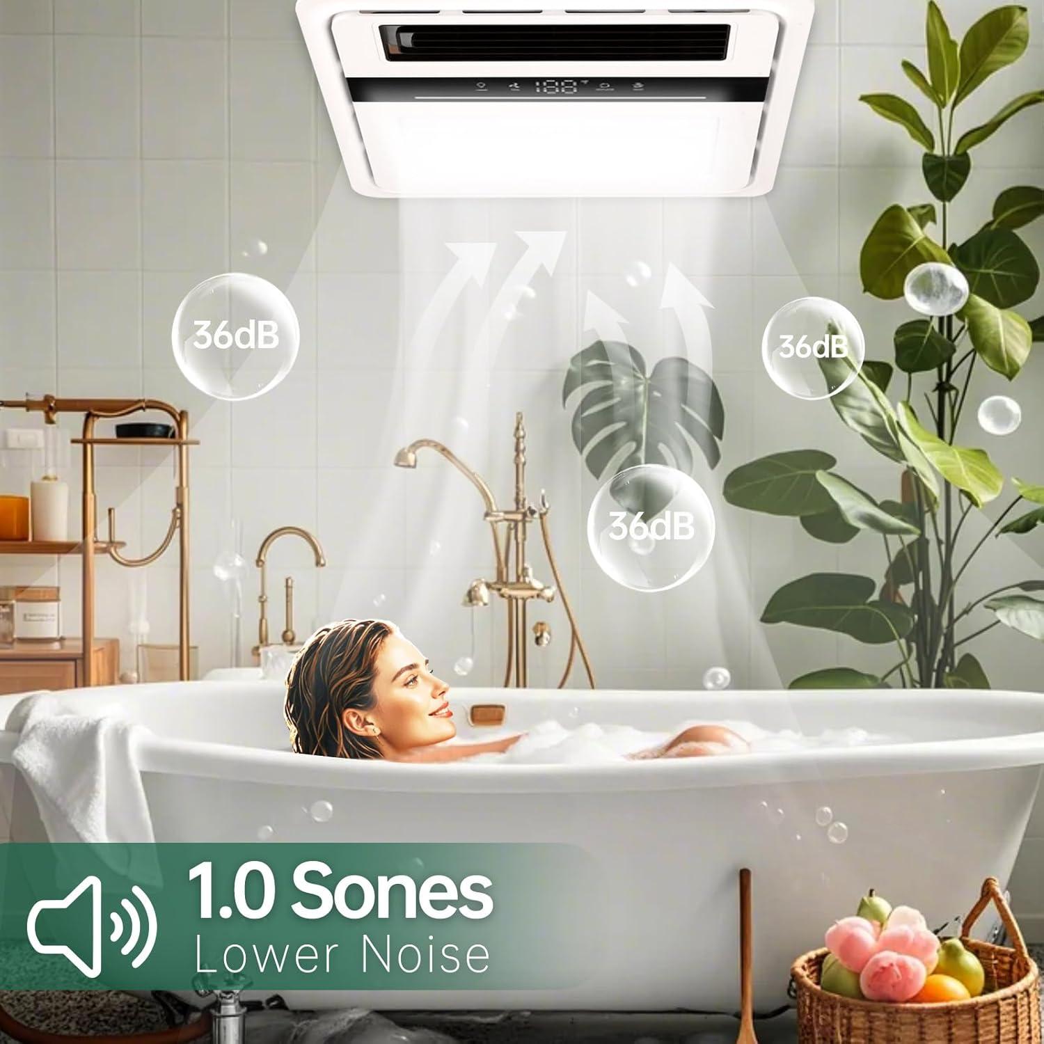 Ventilador de Baño VallisCo 1700W con Luz LED y Calefactor