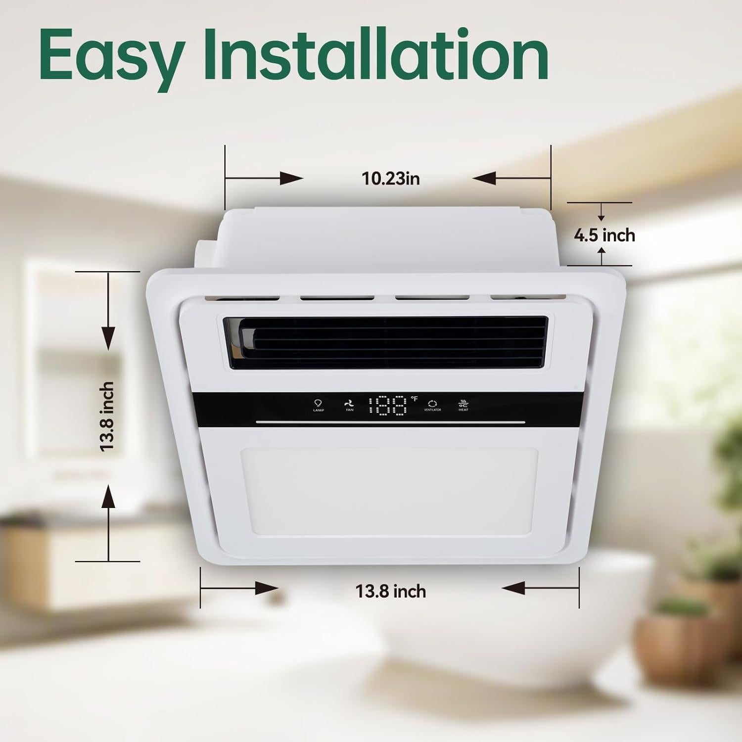 Ventilador de Baño VallisCo 1700W con Luz LED y Calefactor