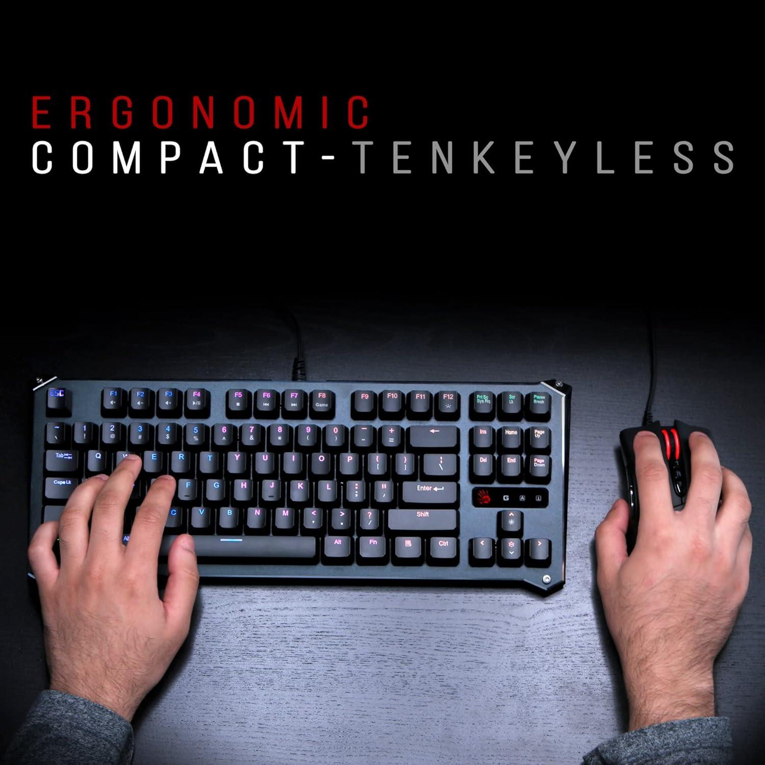 Teclado Gaming TKL A4Tech B930 Óptico RGB Compacto
