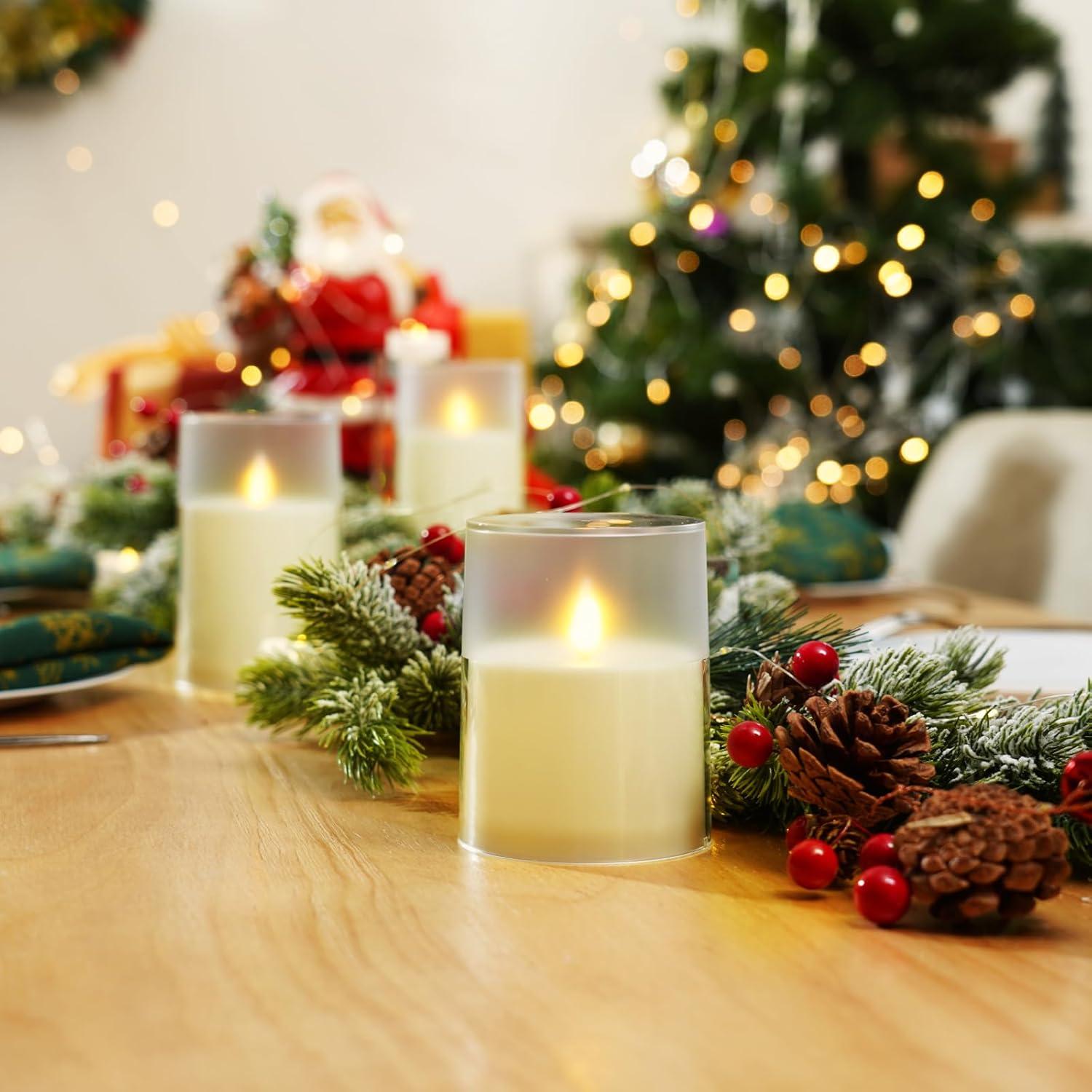 Juego de 3 Velas LED Sin Llama Homemory Marfil Control Remoto