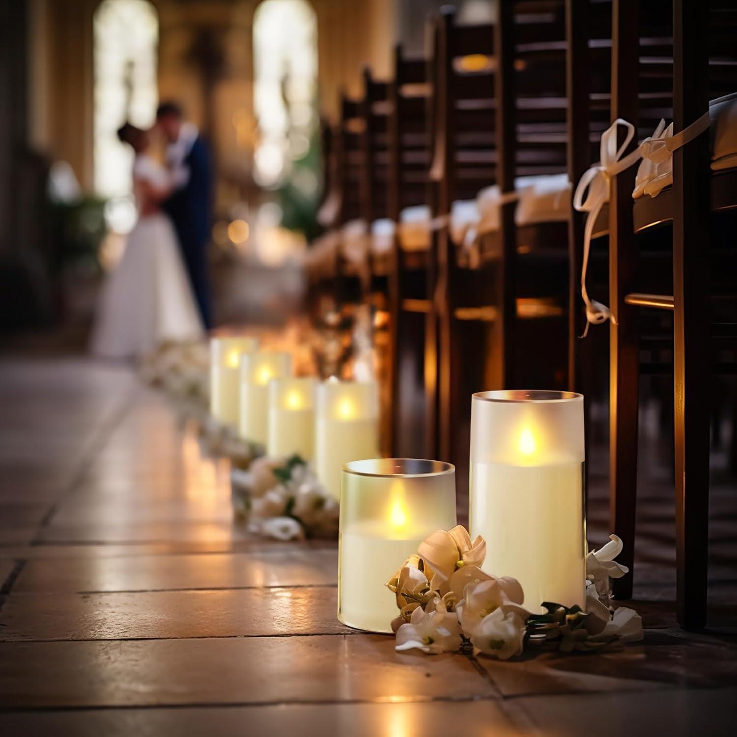 Juego de 3 Velas LED Sin Llama Homemory Marfil Control Remoto