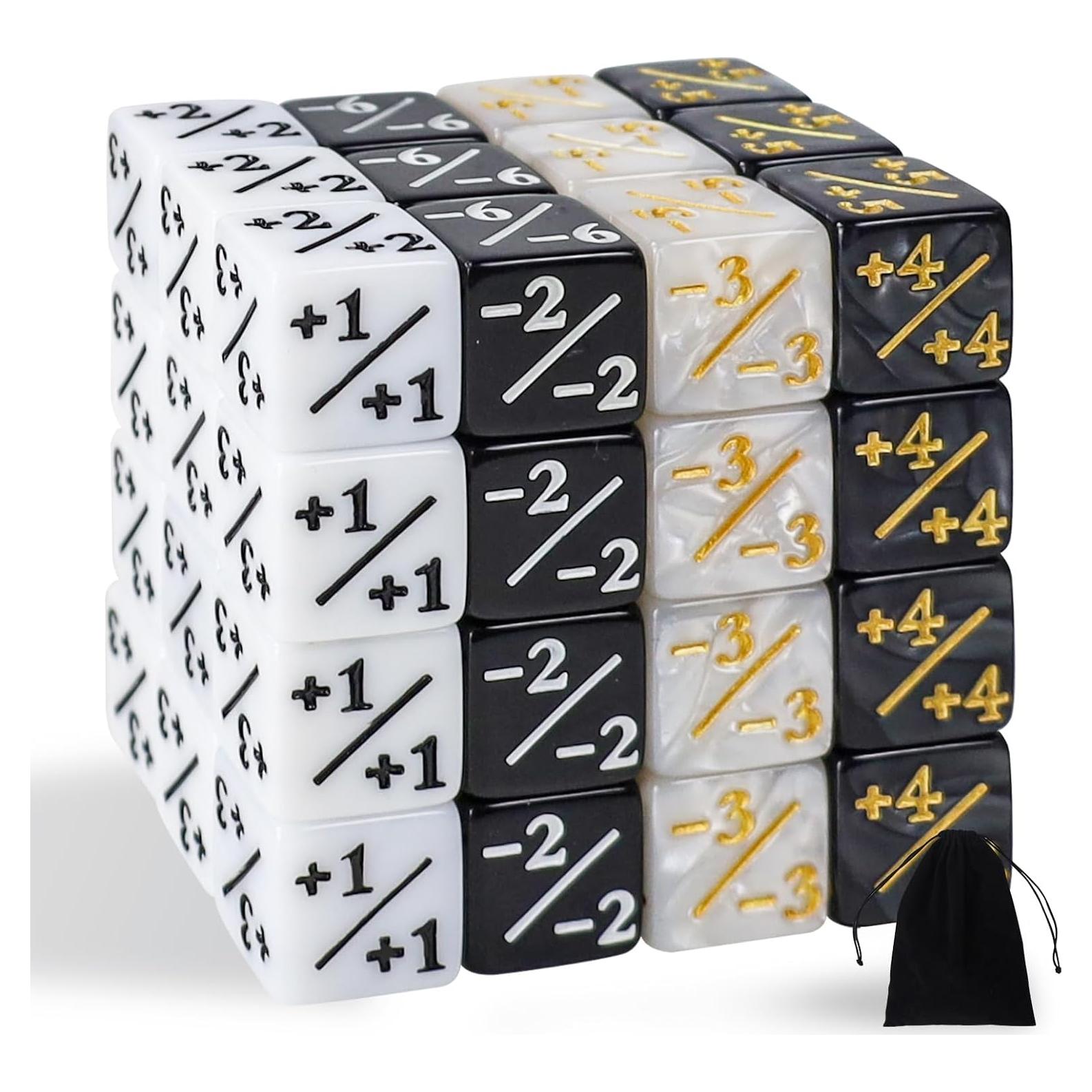 48 Dados Contadores MTG Acrílico Negro y Blanco D6