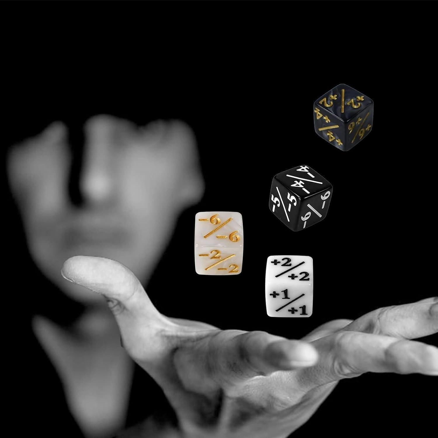 48 Dados Contadores MTG Acrílico Negro y Blanco D6