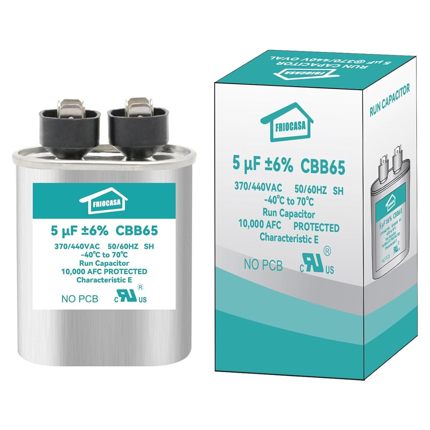 Capacitor CBB65B 5uF 370V/440V FRIOCASA para Aire Acondicionado