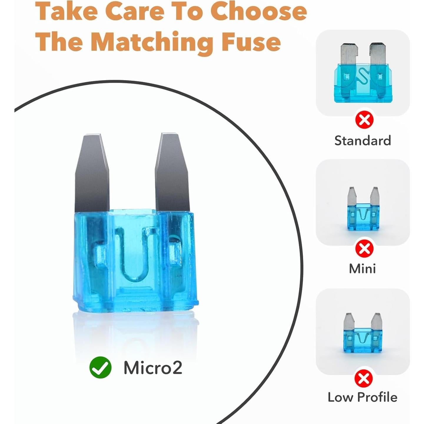 Kit de Fusibles Micro 2 Amliber 100Pcs para Automóviles 2A-35A