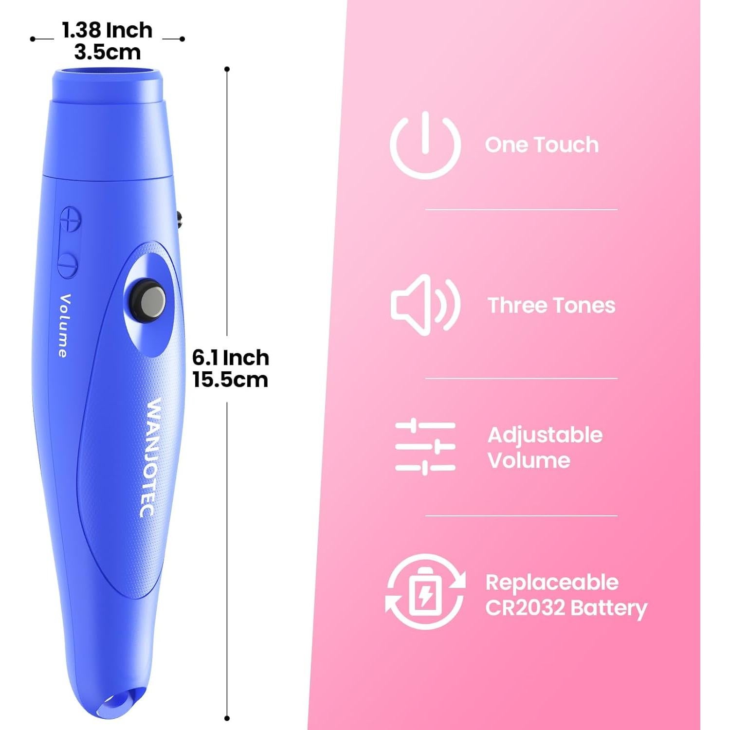 Silbato Electrónico WANJOTEC Azul 3 Tonos 130dB para Entrenador